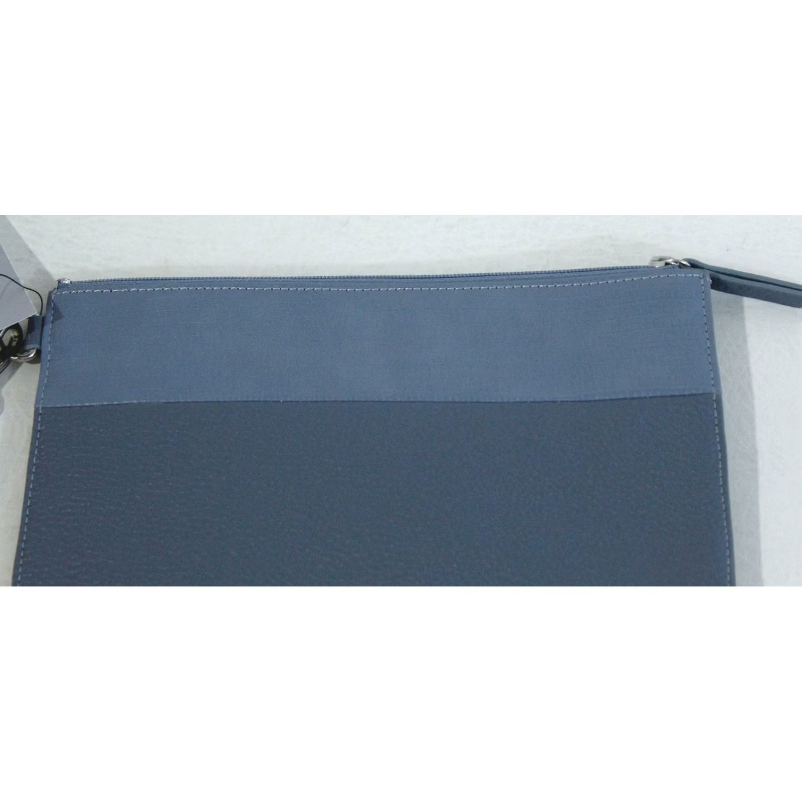 Vintage Chicos Women's Faux Leather Pull Tie Zipper Wristlet Blue One Size Size ONE SIZE - 3 Thumbnail