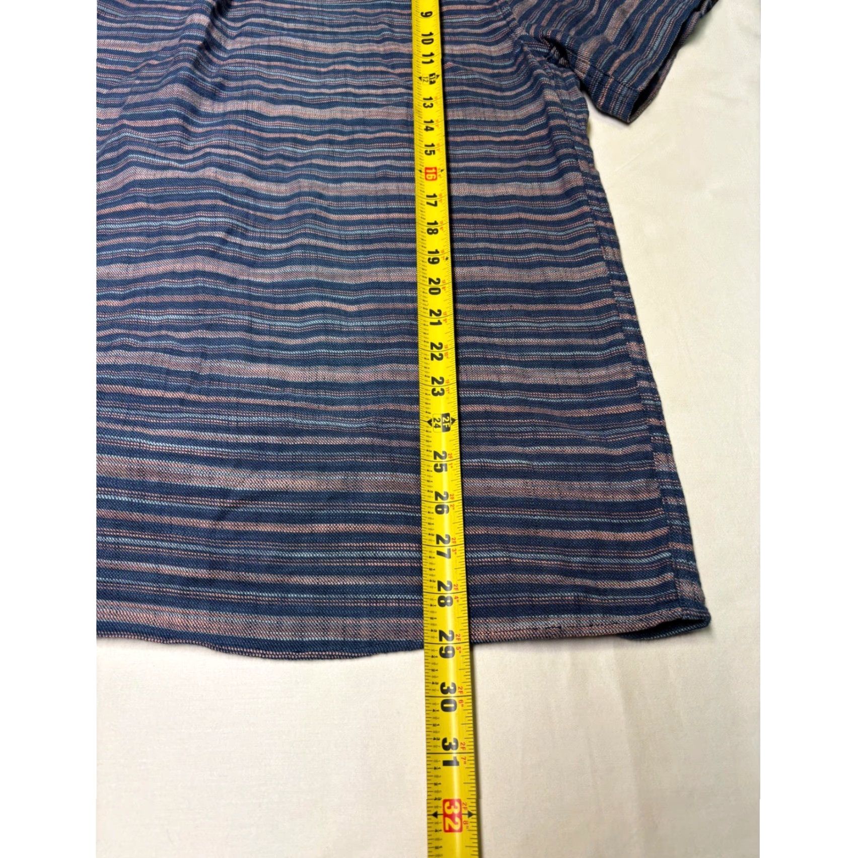 Vintage ROWM Mens Large Striped Button Up Short Sleeve Casual Shirt L Blue Beach Vacation Size US L / EU 52-54 / 3 - 7 Thumbnail