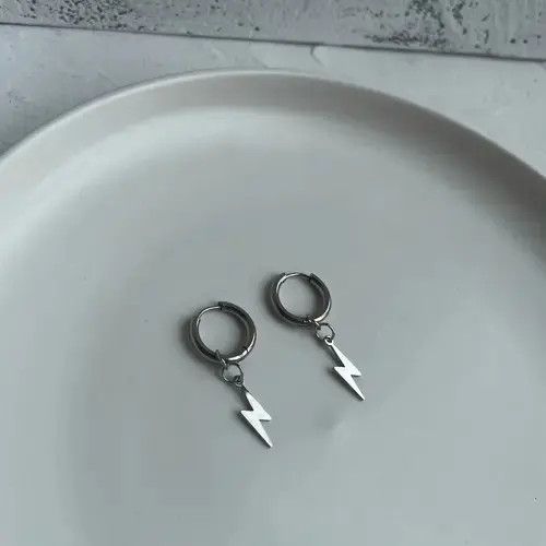 Other 925 Silver Plated Lightning Dangle Drop Earrings for Men Size ONE SIZE - 3 Thumbnail