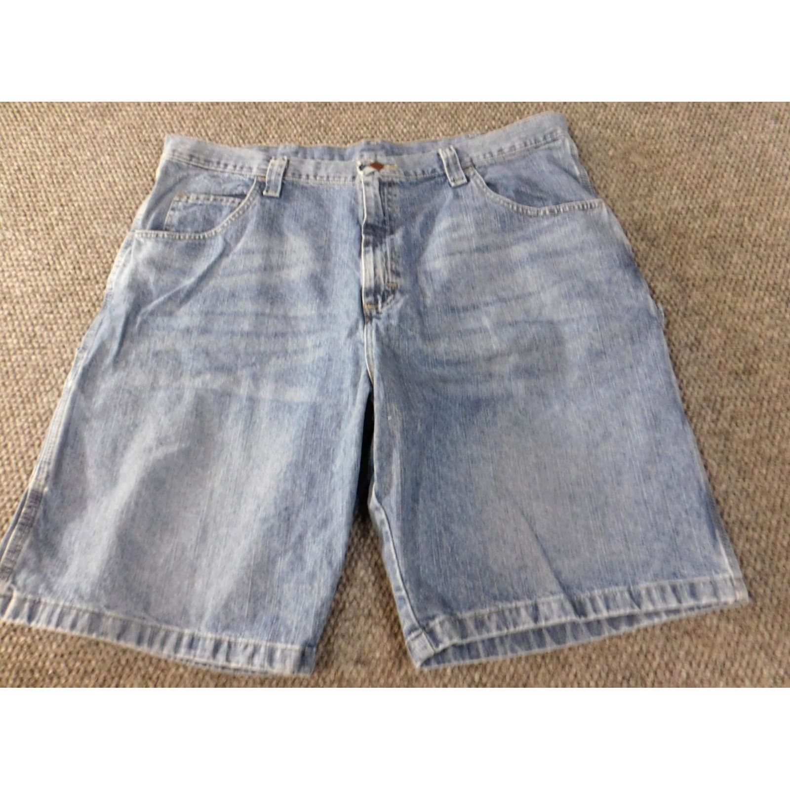 Wrangler Wrangler Jeans Shorts Mens 40 Y2K Baggy Loose Denim Workwear Blue Cotton 9in Inseam Flat Front Zip Logo Regular Classic Size US 40 / EU 56 - 2 Thumbnail