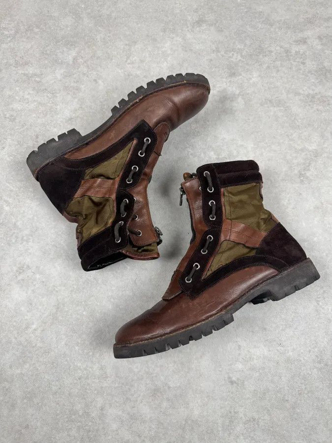 Dolce & Gabbana 2000s Dolce & Gabbana Brown Leather & Olive High Boots Size US 9 / EU 42 - 6 Thumbnail