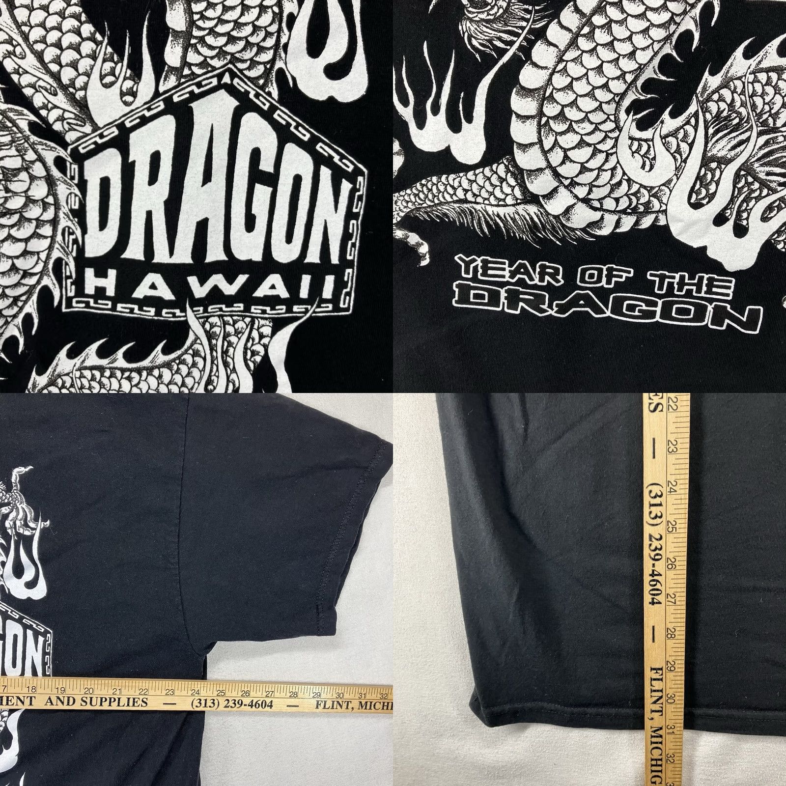 AAA VINTAGE Mens Dragon T Shirt XL 2000s Y2K Chinese Tribal Art DRAGON HAWAII Black Cotton Size US XL / EU 56 / 4 - 8 Thumbnail