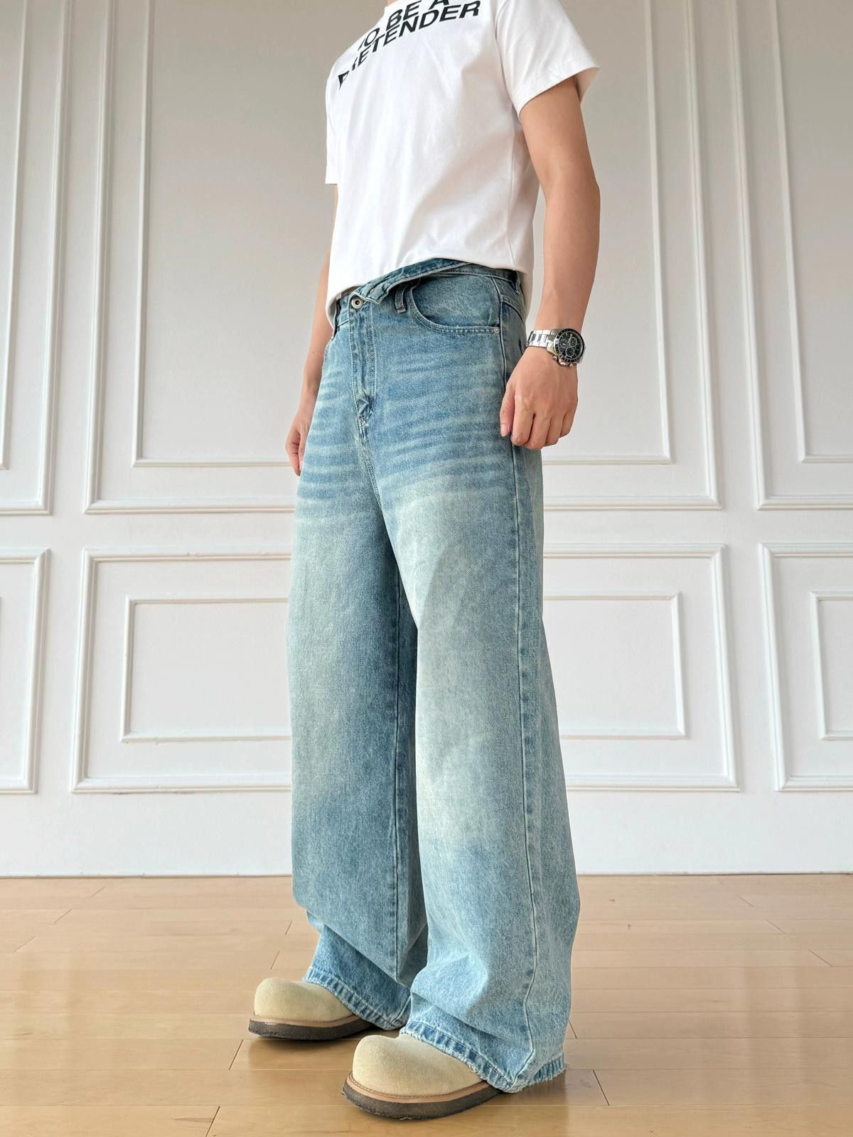Other Vintage Wash Whiskered Wide-Leg Denim Jeans Size US 32 / EU 48 - 4 Thumbnail