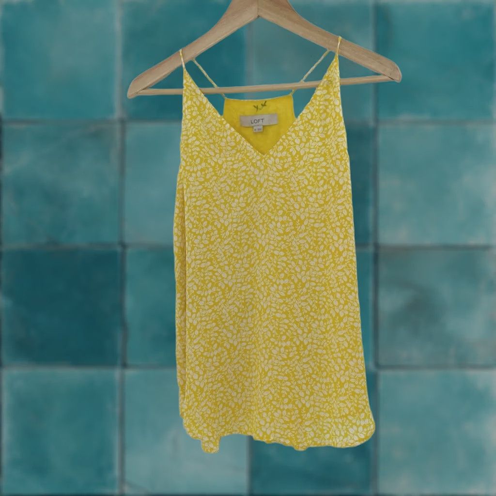Loft LOFT Yellow Floral Chiffon Strappy Sleeveless Blouse Boho Women's Sz XS Size XS / US 0-2 / IT 36-38 - 1 Thumbnail
