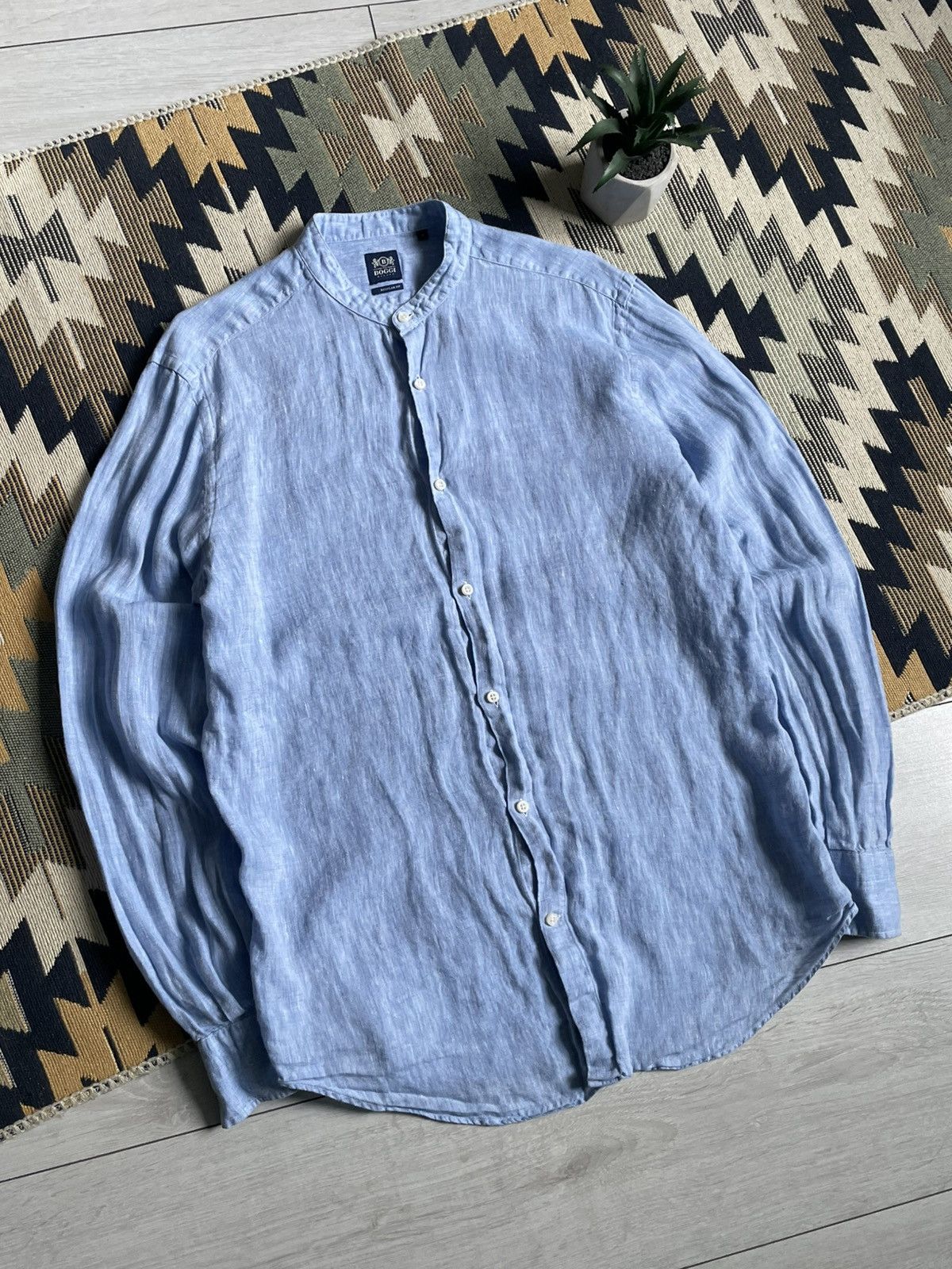 Boggi × Vintage Boggi Milano Linen Button Up Shirt Size US M / EU 48-50 / 2 - 2 Thumbnail