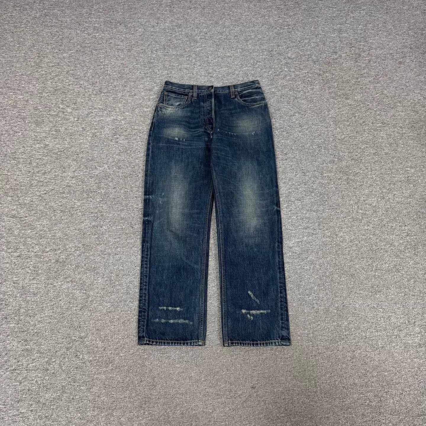 Prada Prada 26 back leather tag distressed jeans 99 new Size 26" / US 2 / IT 38 - 1 Thumbnail