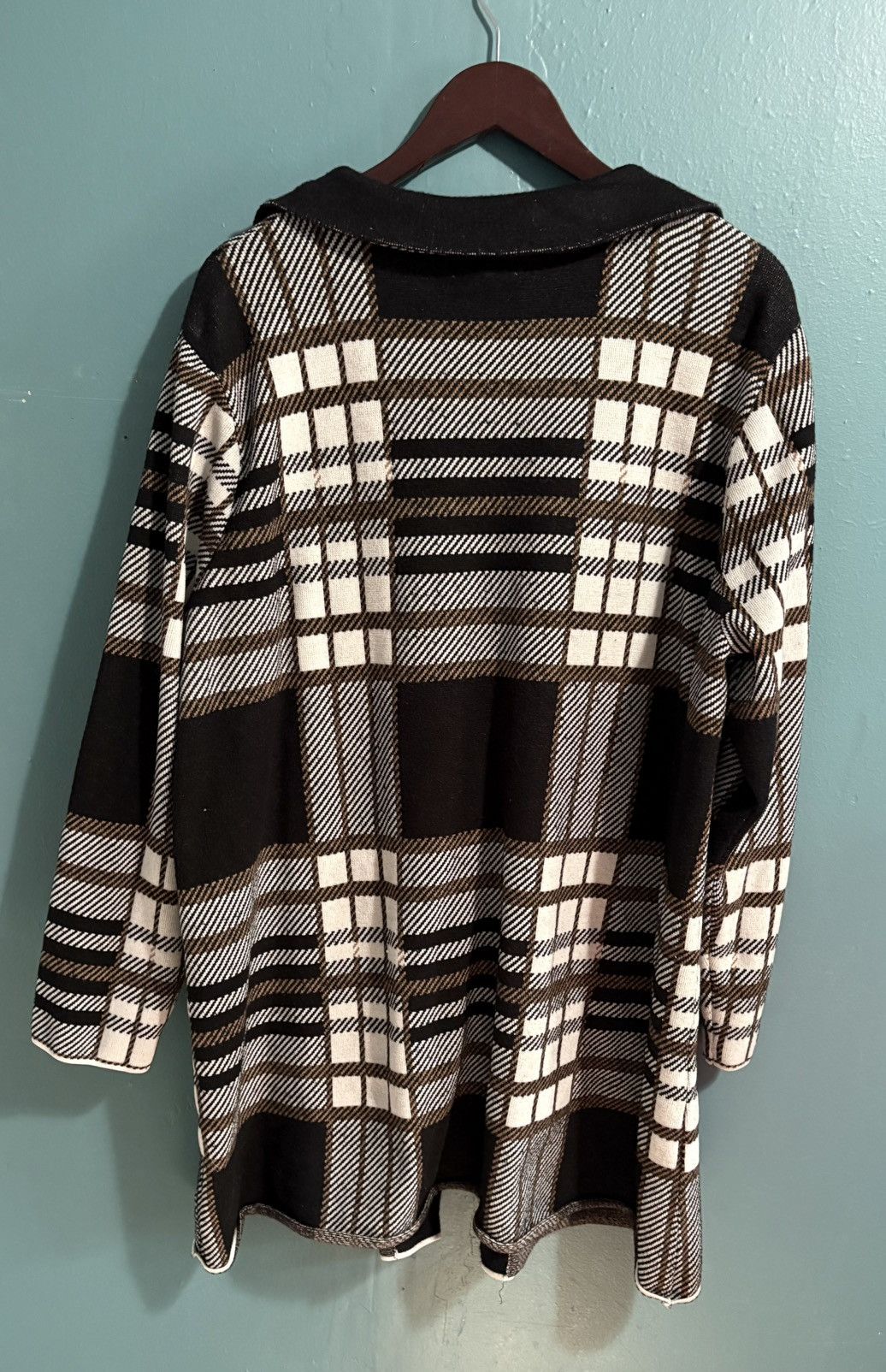 Other Plaid Long Line Knit sweater Coat Cardigan Duster Jacket Size XXL / US 16-18 / IT 52-54 - 6 Thumbnail