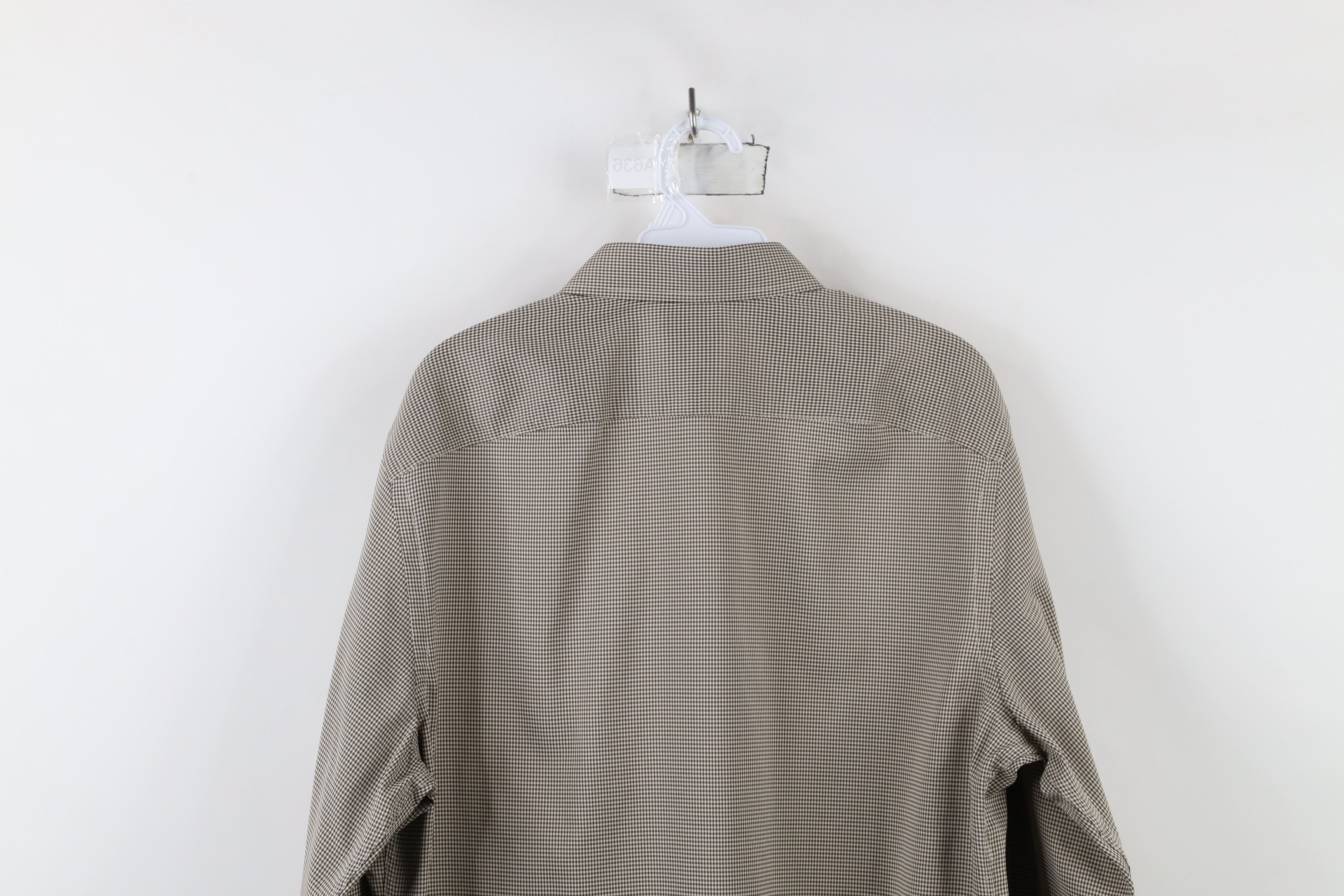 UNTUCKit × Vintage Untuckit Gingham Knit Collared Button Shirt Brown Polyester Size US M / EU 48-50 / 2 - 9 Thumbnail