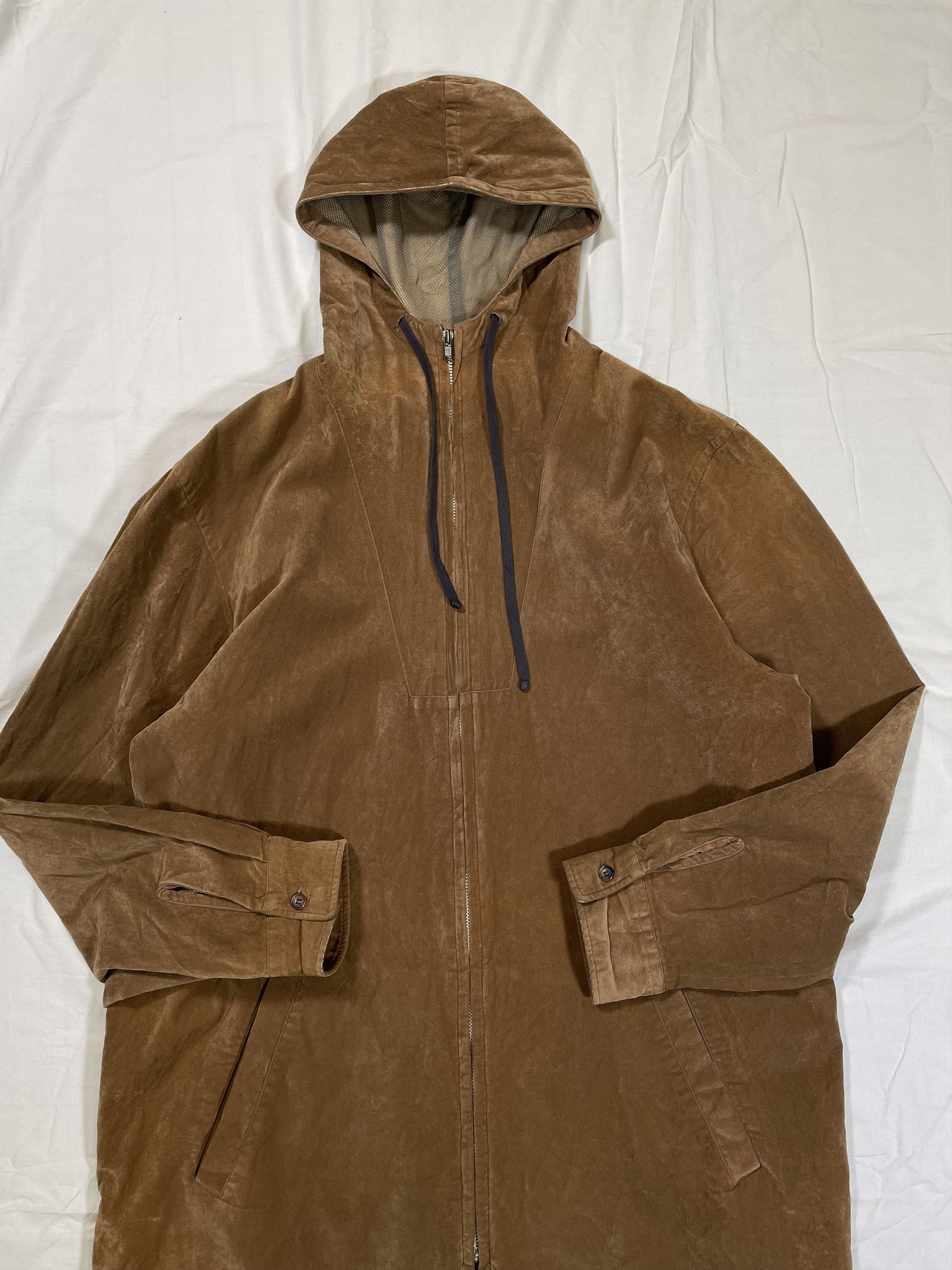 Comme des Garcons SHIRT × Vintage VTG 1995 Comme Des Garcons Shirt Suede Hooded Parka Jacket Size US L / EU 52-54 / 3 - 5 Thumbnail