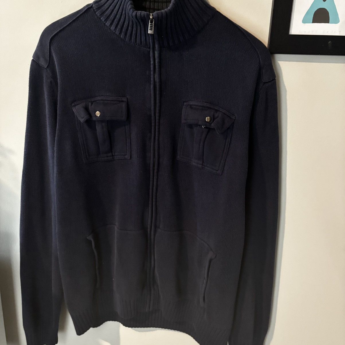 Calvin Klein 2000s Calvin Klein Navy Zip Up Cotton Jacket Pockets Size US XL / EU 56 / 4 - 1 Thumbnail