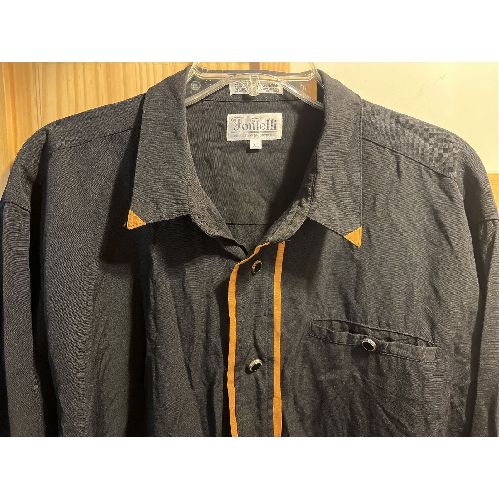Supreme Fontelli By Supreme VTG Men’s XL Black Rayon Polyester Shirt Size US XL / EU 56 / 4 - 5 Thumbnail