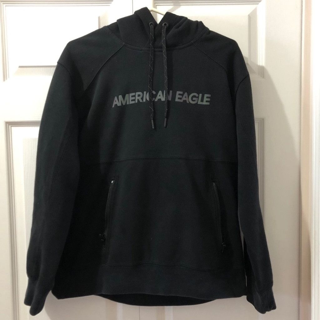 American Eagle Outfitters Black hoodie with reflective letters Size US L / EU 52-54 / 3 - 3 Thumbnail