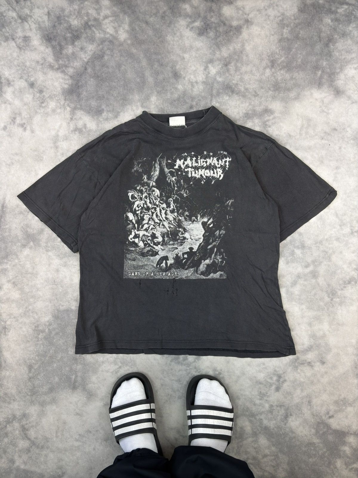 Band Tees × Vintage Malignant Tumour Band Rock Metal Distressed T shirt tee 90s Size US L / EU 52-54 / 3 - 1 Thumbnail