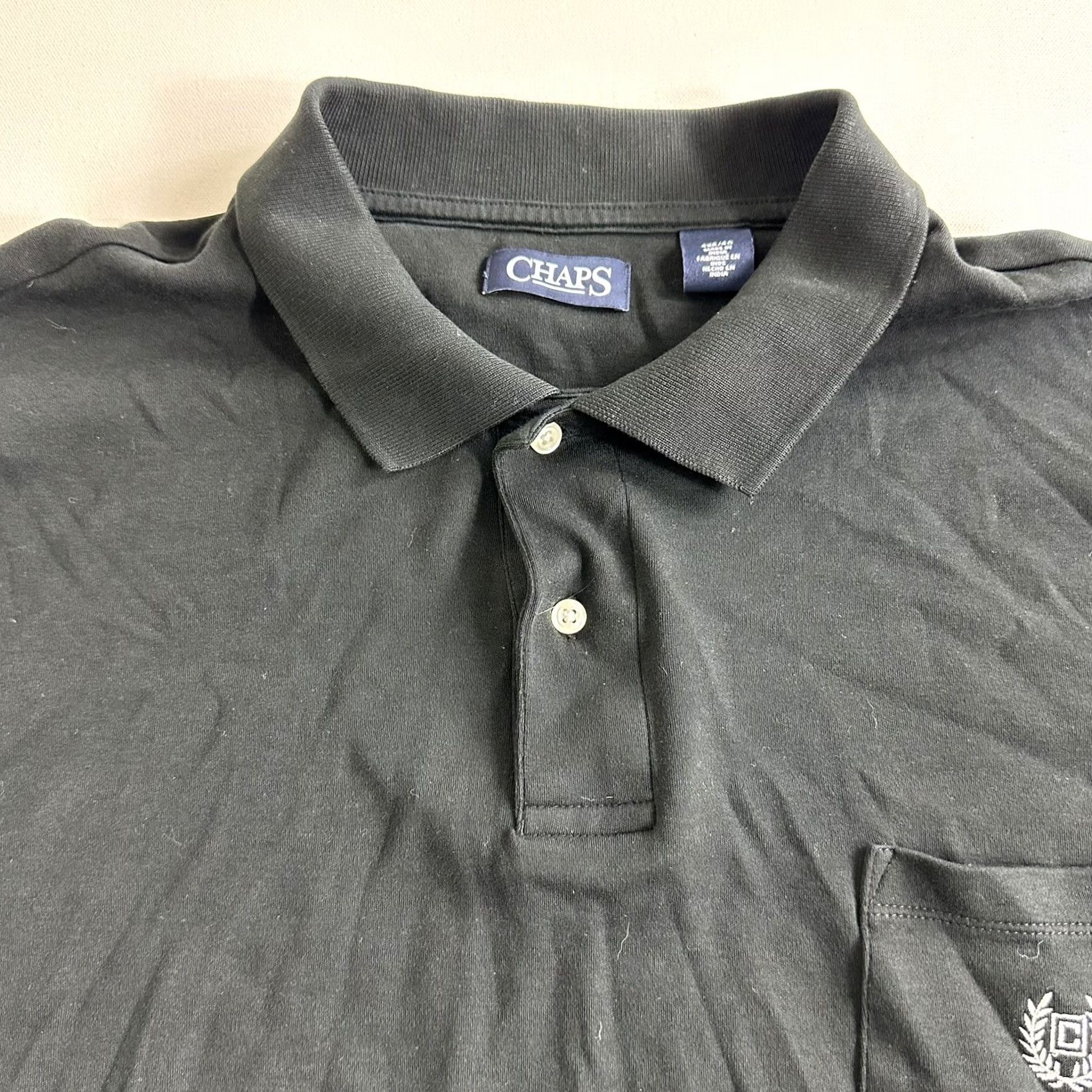 Chaps Chaps Polo Shirt Short Sleeve Black 4XB Big & Tall Casual Golf Men’s Shirt Knit Cotton Logo Casual Wear Regul ar Fit Mens Size US XXL / EU 58 / 5 - 5 Thumbnail