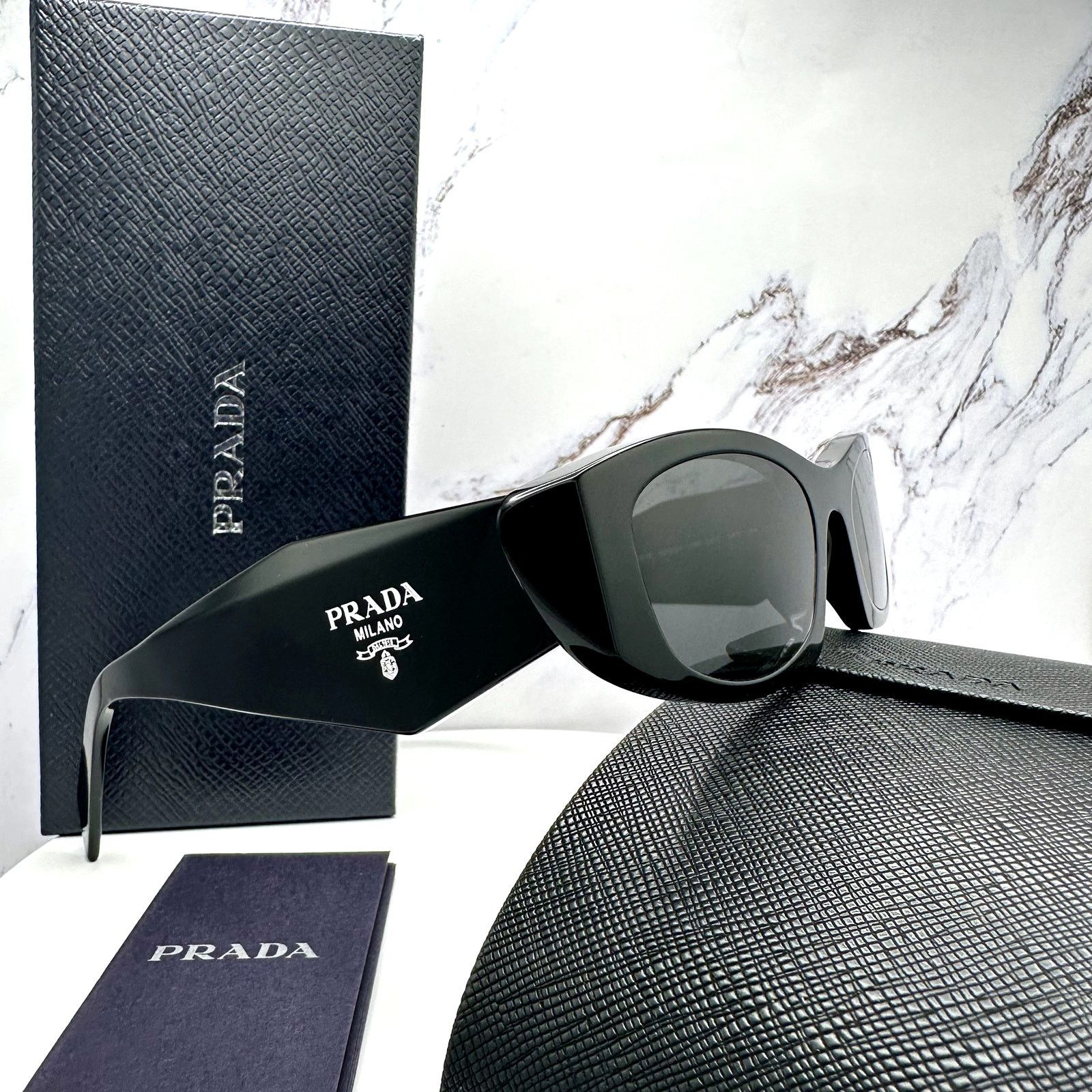 Prada New PRADA Sunglasses Black Oval Cat Eye Symbole Logo Size ONE SIZE - 7 Thumbnail