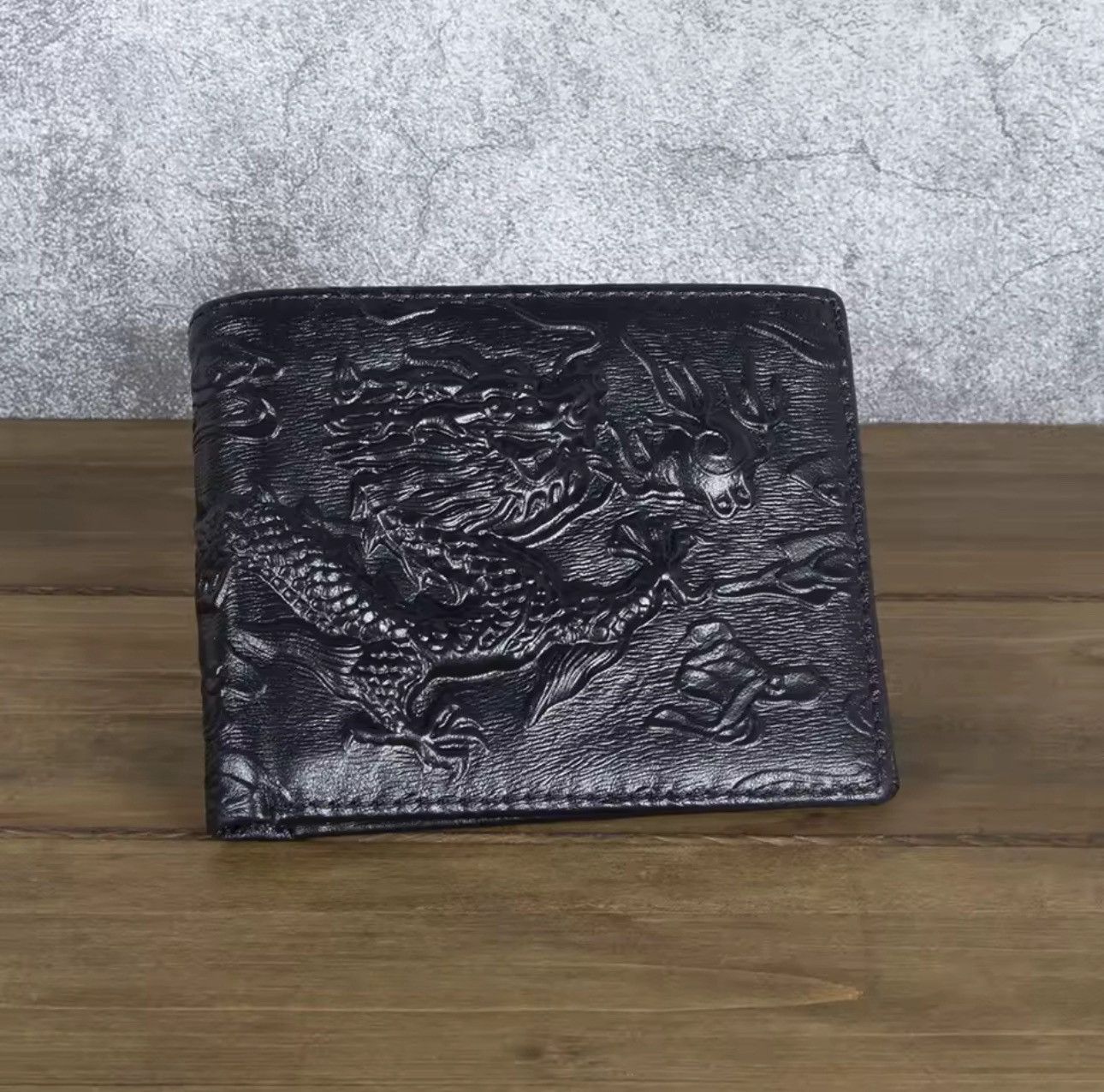 Japanese Brand Dragon Embroidered Black Wallet Size ONE SIZE - 1 Thumbnail