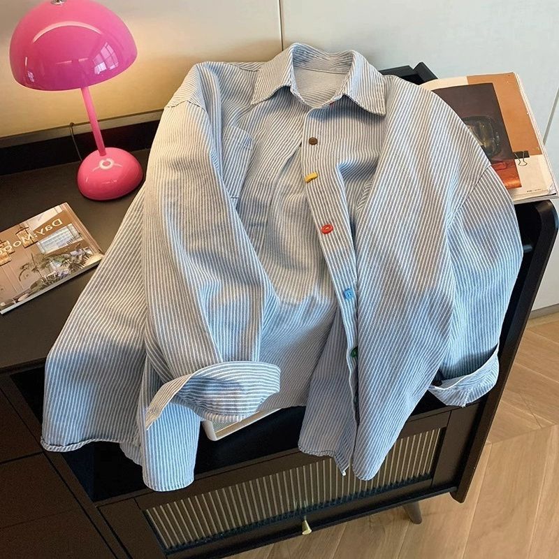 Other Oversized Striped Button-Up Shirt with Multicolor Buttons Size US M / EU 48-50 / 2 - 1 Thumbnail