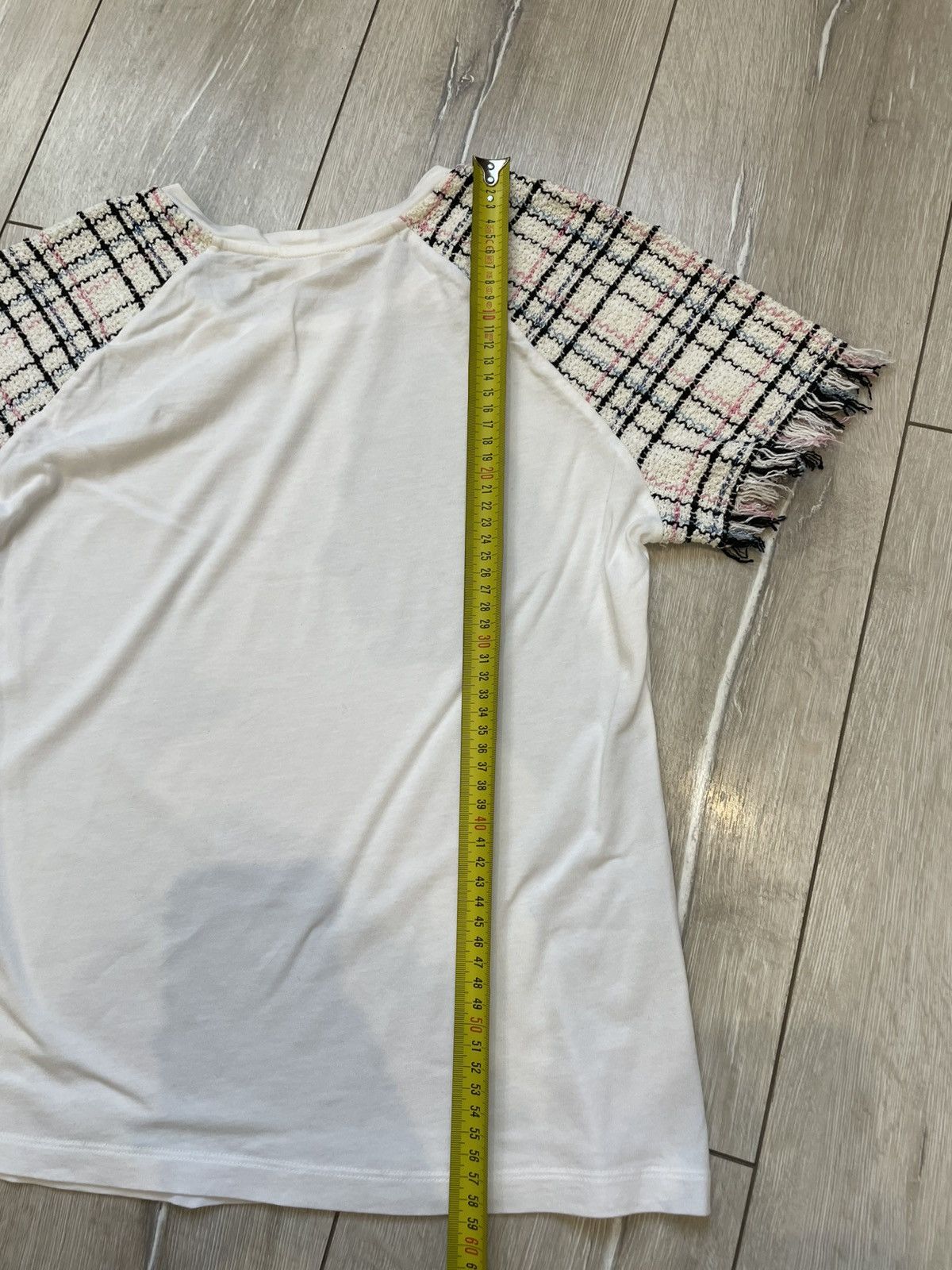Maje Maje Paris Tweed-Sleeve Tee in Ecru MSRP$155 Parian Chic Size XS / US 0-2 / IT 36-38 - 16 Thumbnail