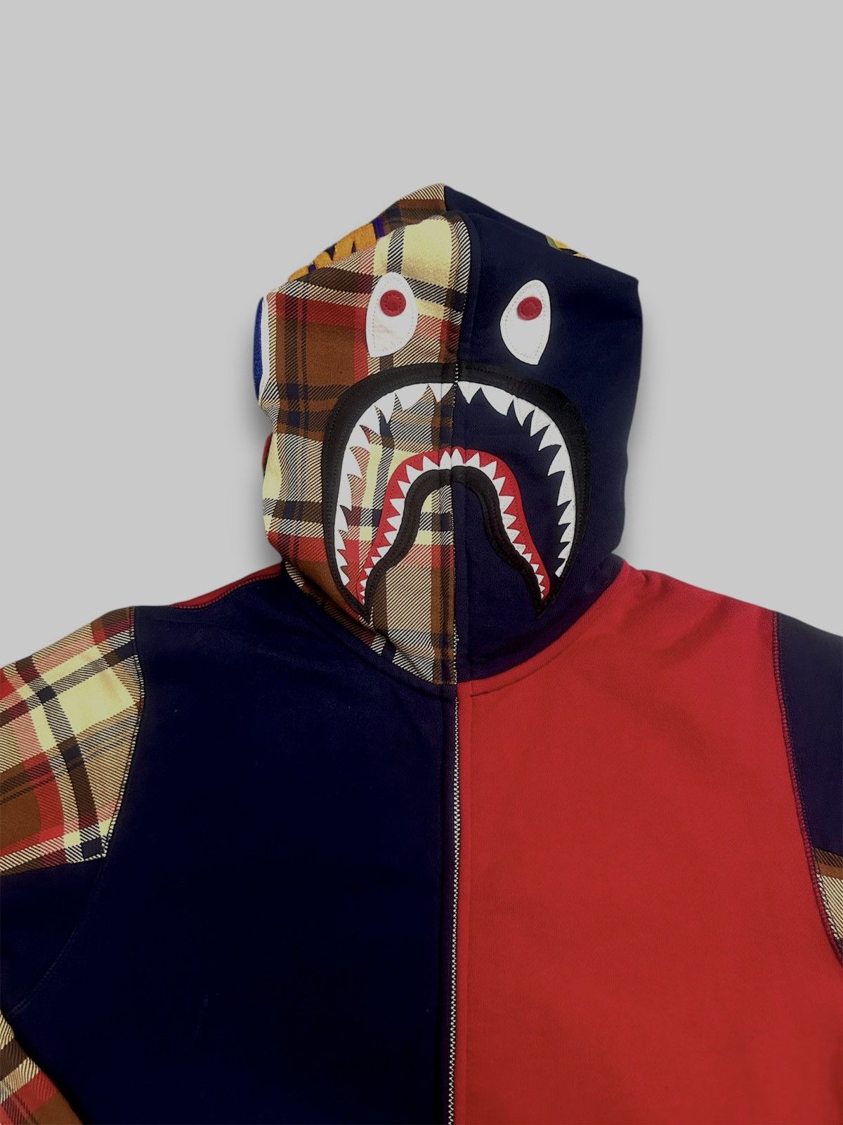 Bape A Bathing Ape Check Shark Relaxed Full Zip Hoodie Size M / US 6-8 / IT 42-44 - 3 Thumbnail
