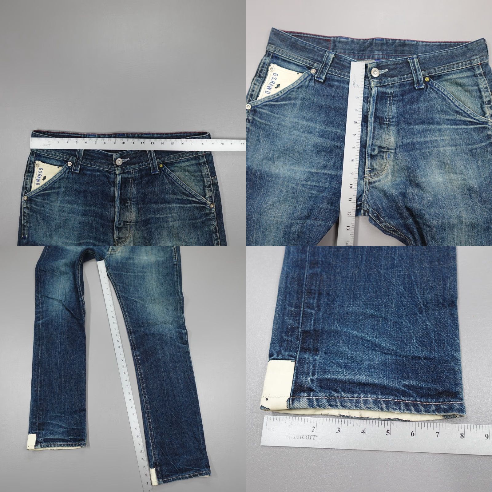 G-Star G-Star Aero Tapered Blue Jeans Button Fly Distressed 36x36 Regular Men Mason 34 Inseam 37 Waist Blue Denim 3D Vintage No (Actual 37"x34") Size US 36 / EU 52 - 8 Thumbnail