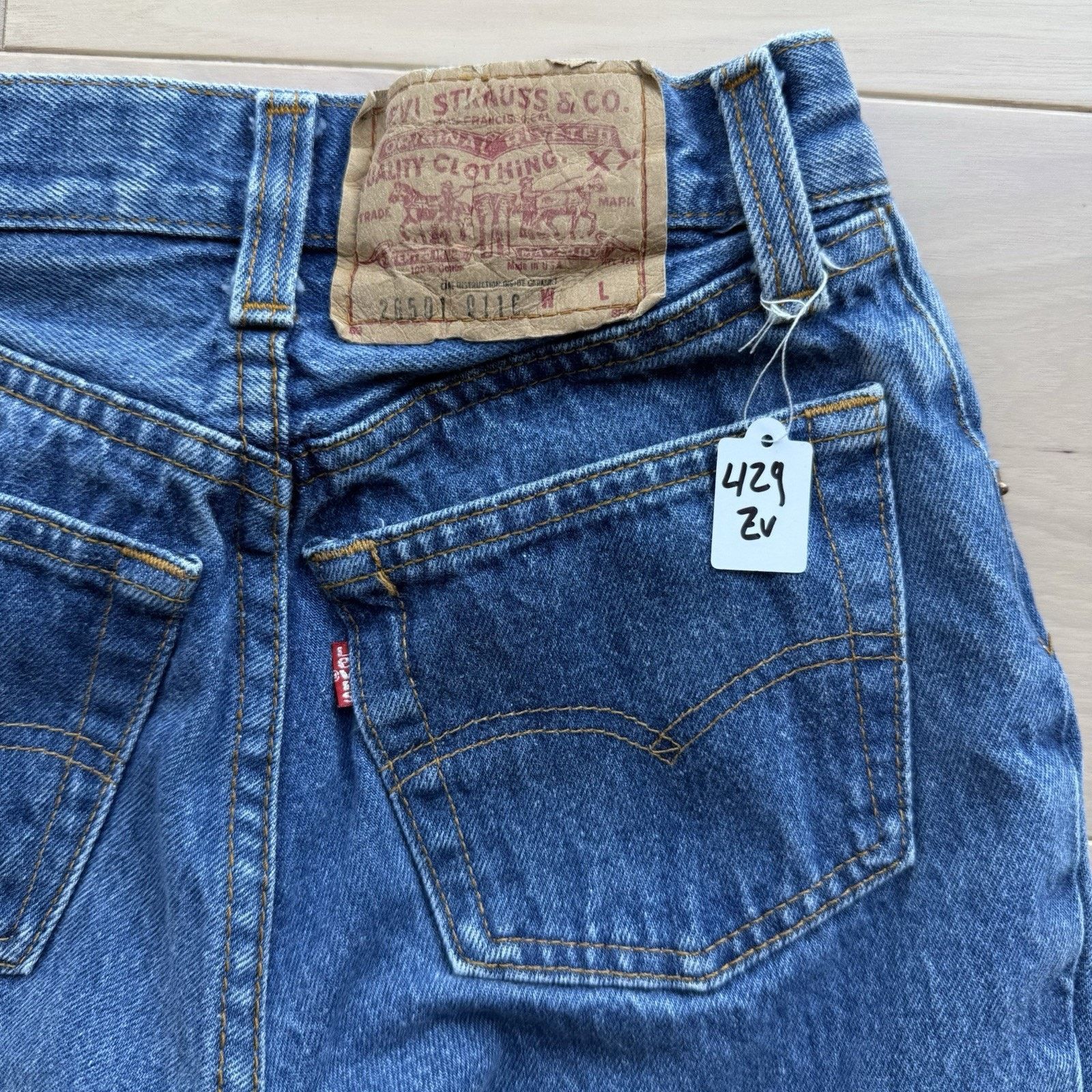 Levi's Vintage Levis 501 Jeans 22 Blue Made In USA 80s Straight Leg Size 22" - 8 Thumbnail