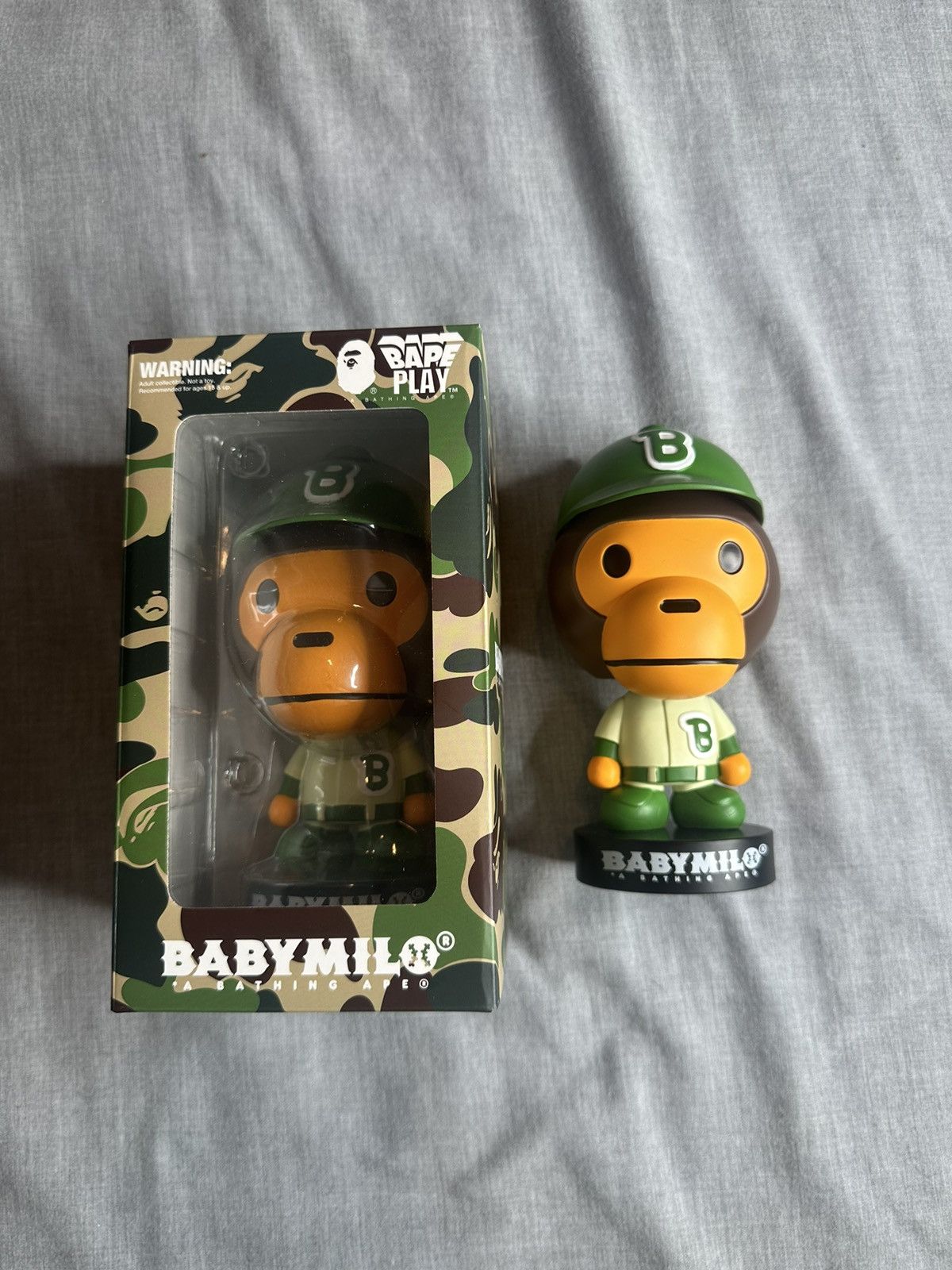image of Bape Baby Milo Baseball Bobblehead in Green, Men's
