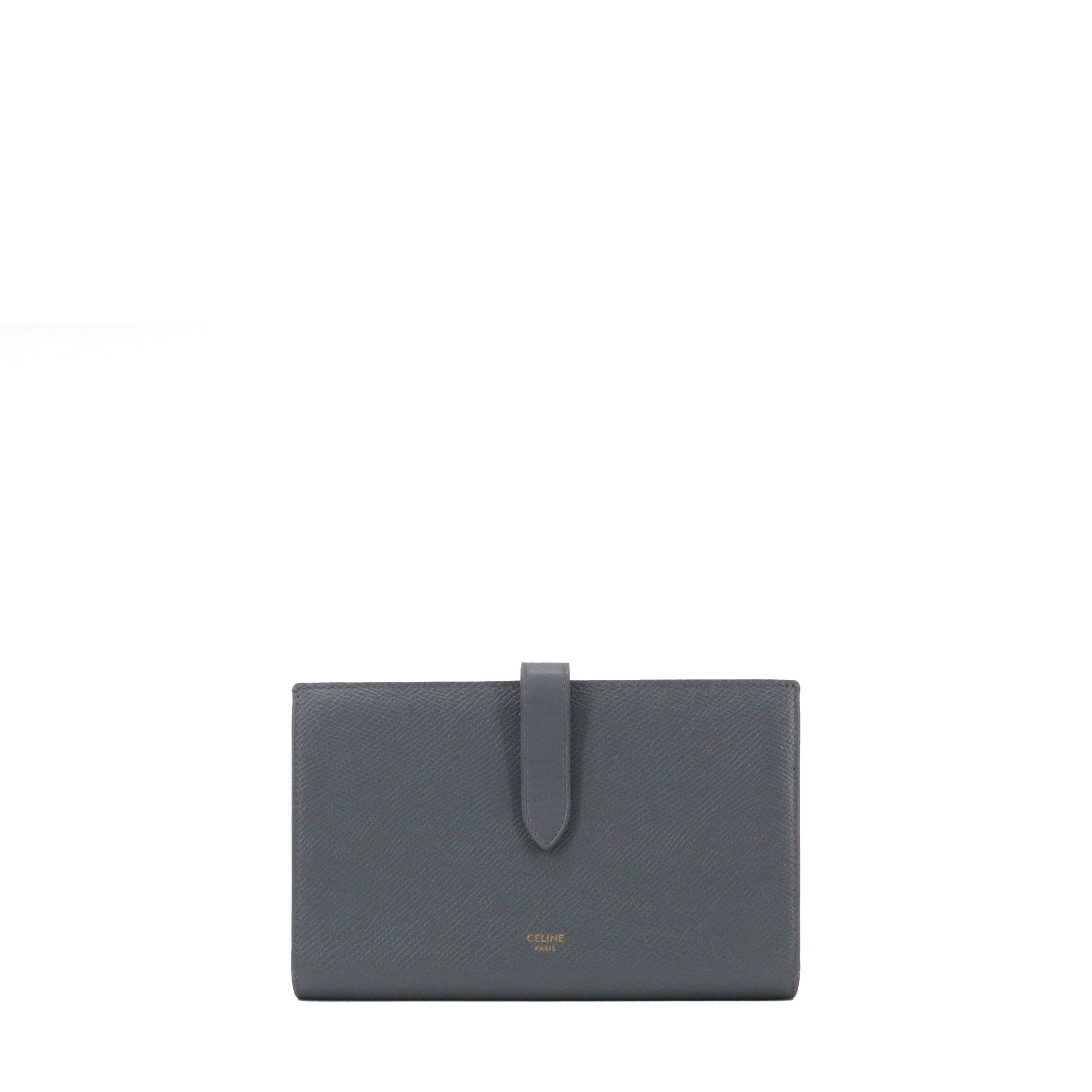 Celine CELINE - Large Celine wallet in gray grained leather Size ONE SIZE - 1 Thumbnail