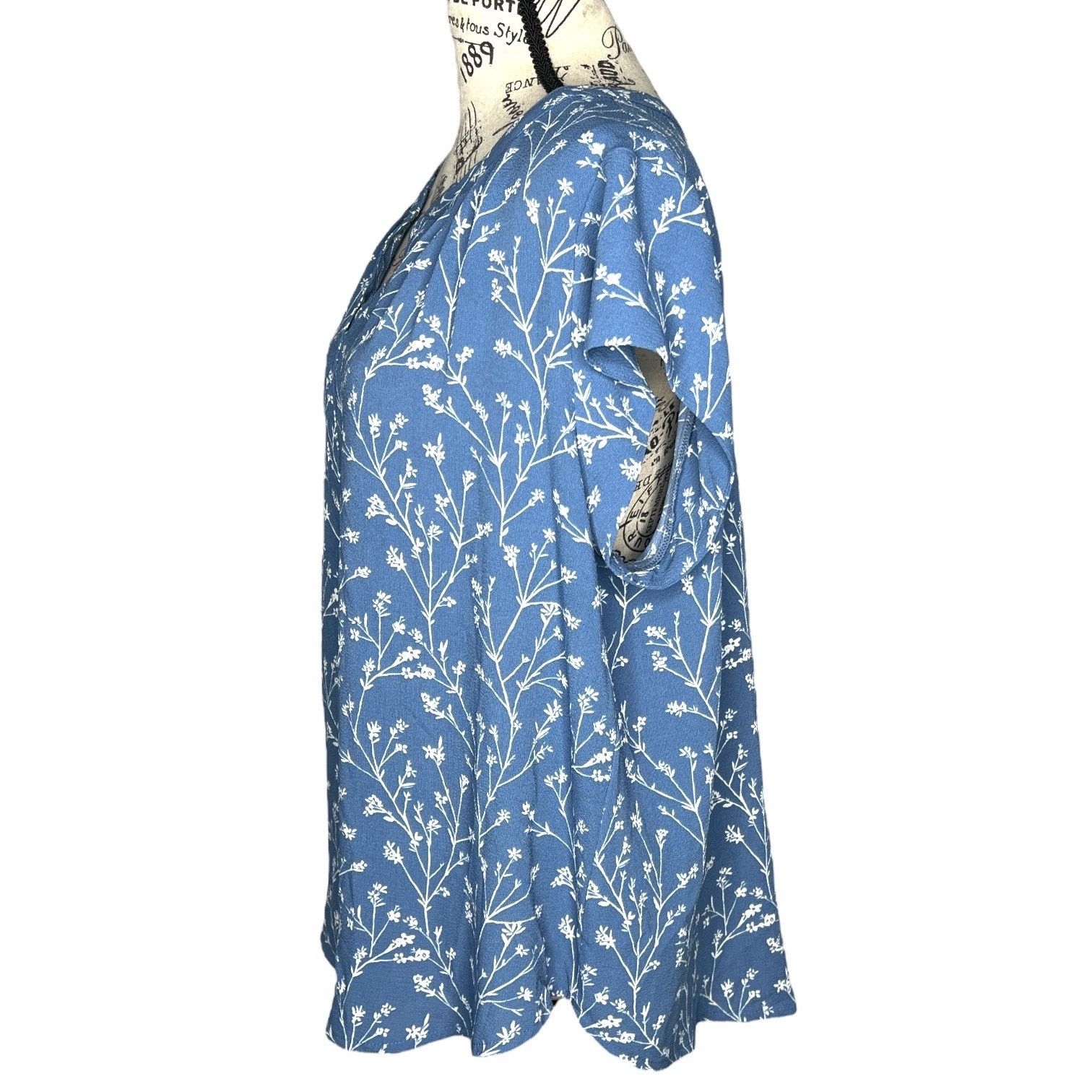 Other Morey Split Neck Short Sleeve Blouse - Stitch Fix Crepe Top Size XXL / US 16-18 / IT 52-54 - 2 Thumbnail