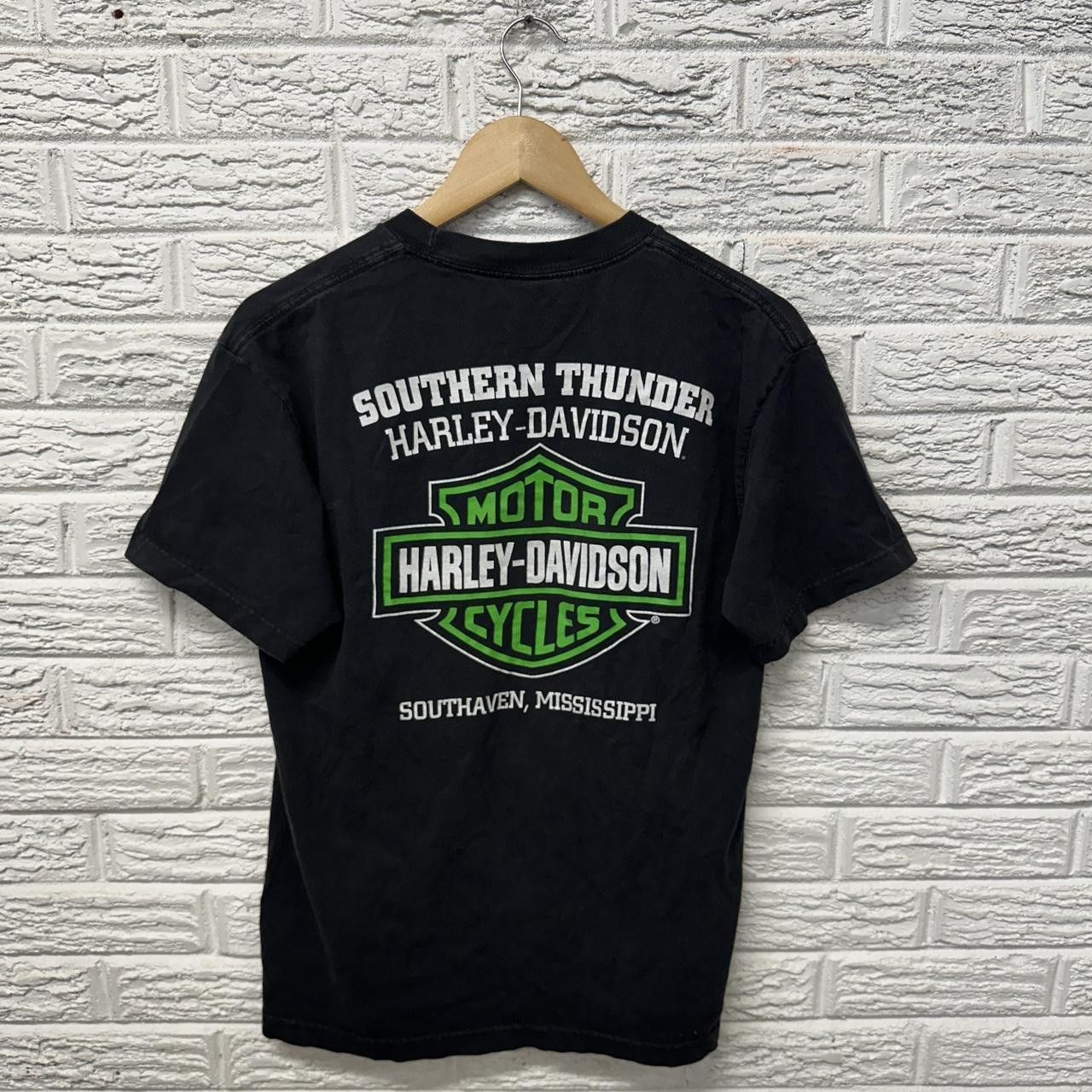 Harley Davidson × Vintage Y2K Harley Davidson Skull Shirt Black and Green Medium Size US M / EU 48-50 / 2 - 3 Thumbnail
