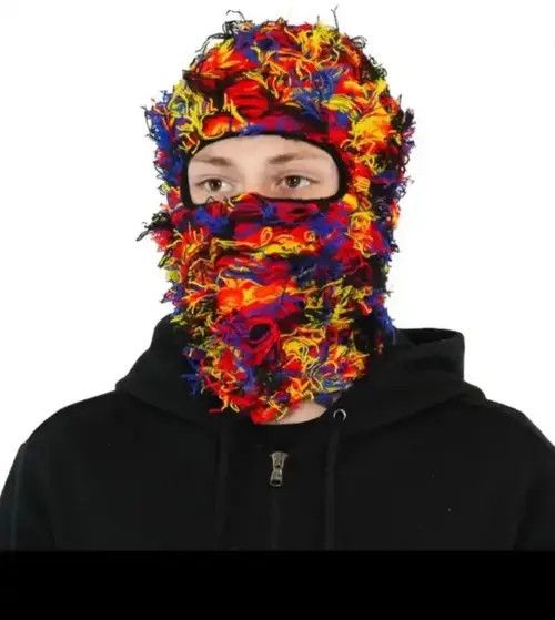 Other Balaclava Distressed Knitted Fuzzy Beanie Hat Size ONE SIZE - 2 Thumbnail