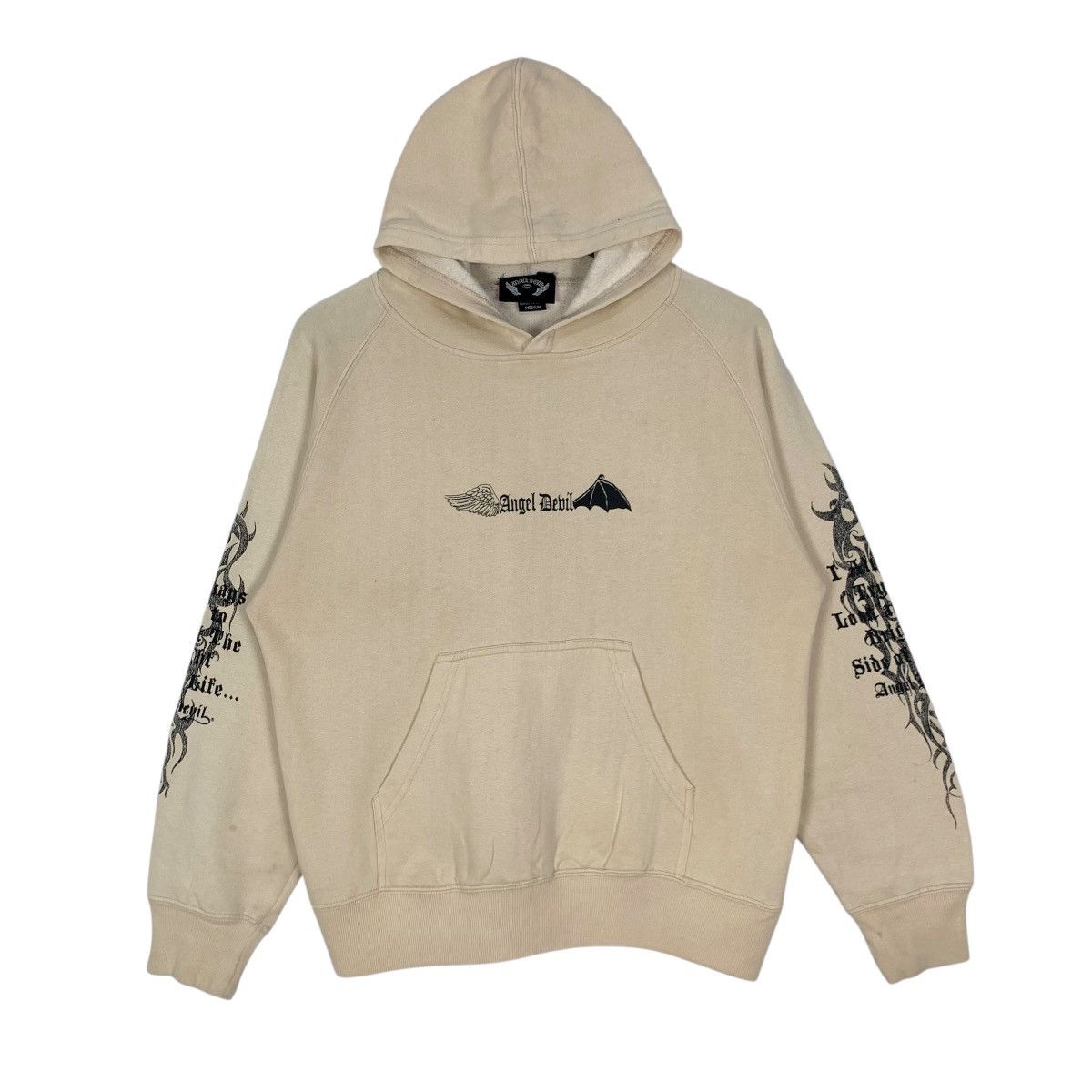 Vintage Vintage 90s Angel Devil Hoodie Sweatshirt Pull Over Size US M / EU 48-50 / 2 - 1 Thumbnail