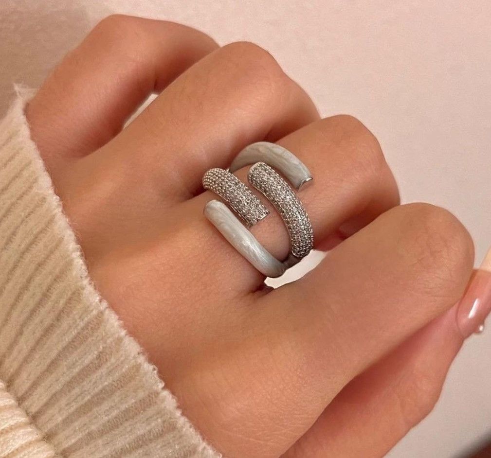 Jewelry Hollow Multilayer Zircon Drip Glaze Enamel Rings Size ONE SIZE - 1 Thumbnail