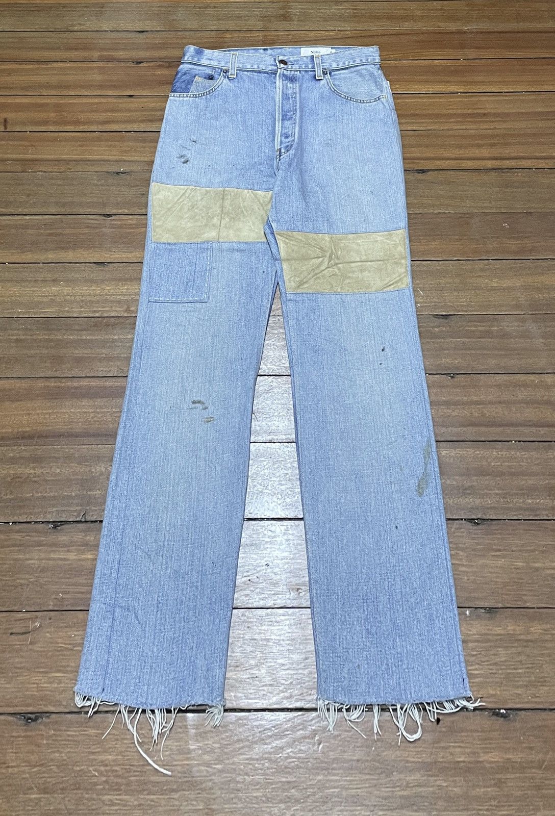 Niche Rare Design Vintage Niche Patchwork Cropped Jeans 2000s Size US 31 - 1 Thumbnail