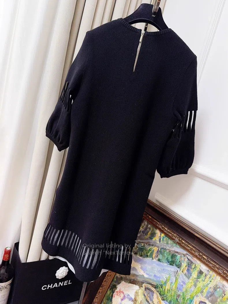 Chanel Chanel Black lantern sleeve hollow dress Size XS / US 0-2 / IT 36-38 - 2 Thumbnail