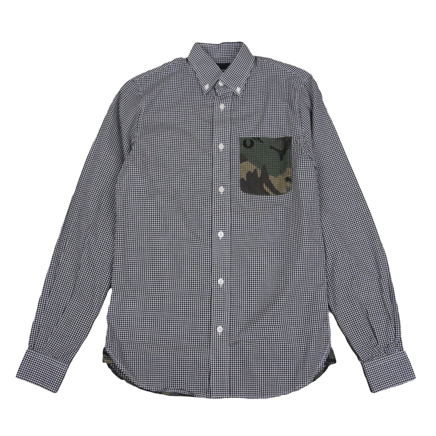 Fred Perry Camouflage Gingham Check Shirt in Black and White, XS Size US XS / EU 42 / 0 - 1 Thumbnail