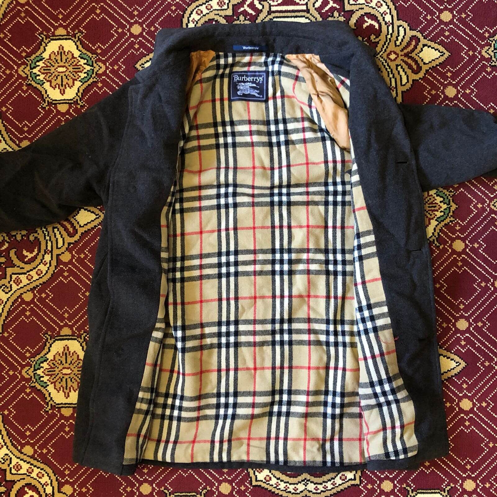 Image of Vintage Jacket Burberry Size XL Wool Burberrys Mens in Black