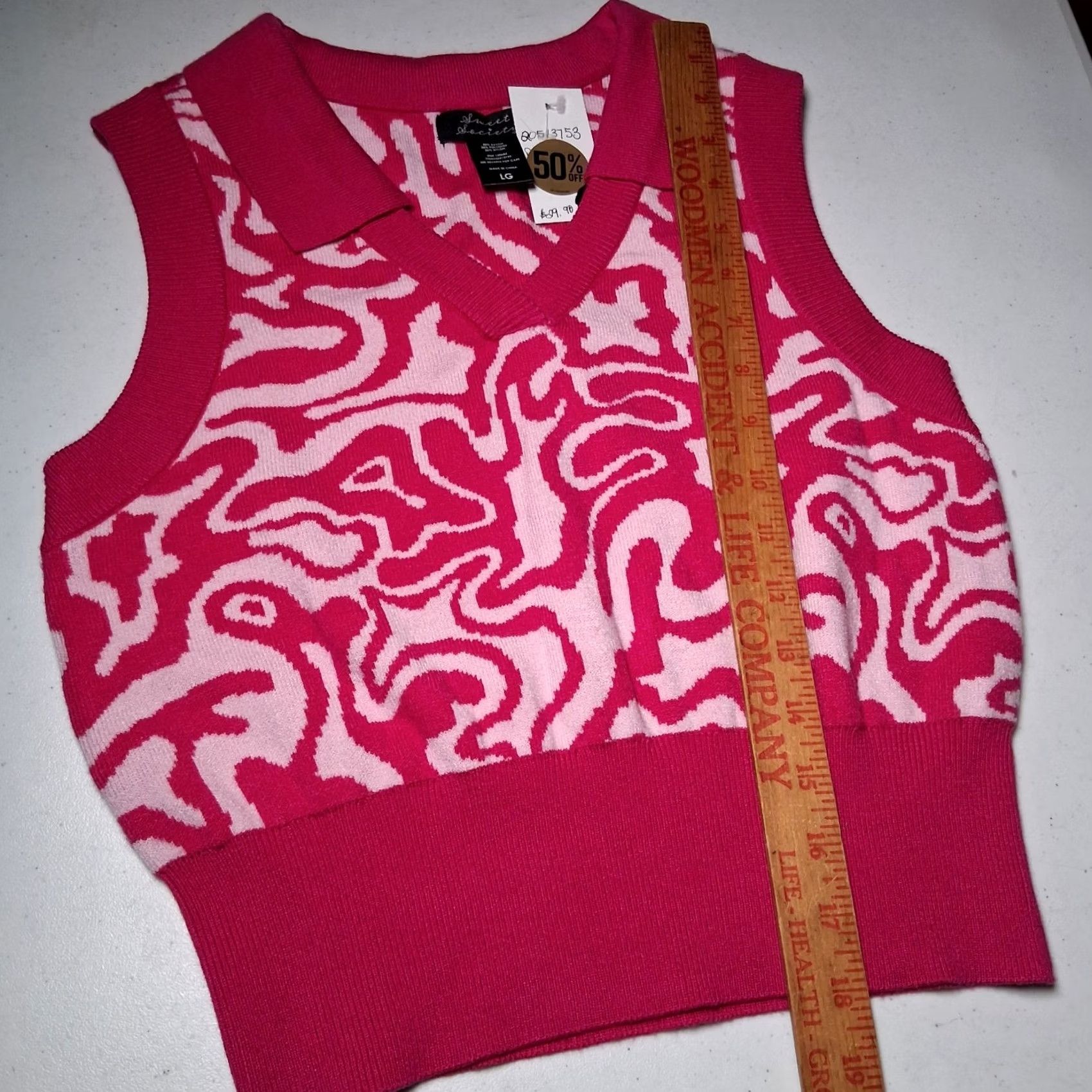 Hot Topic VINTAGE Hot Topic Sweater Vest Womens L Pink Retro Y2K Artsy Fun Academia Twee Vest Size L / US 10 / IT 46 - 4 Thumbnail