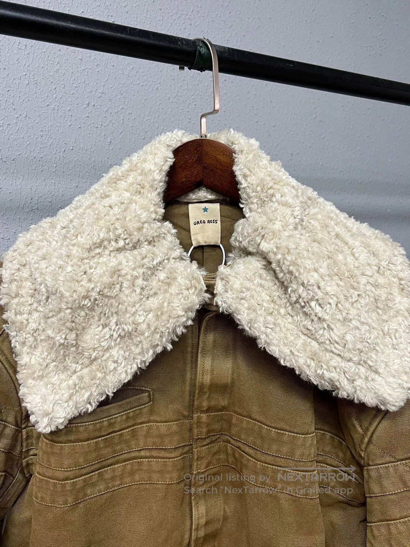 Greg Ross khaki shearling collar jacket. Size S / US 4 / IT 40 - 3 Thumbnail