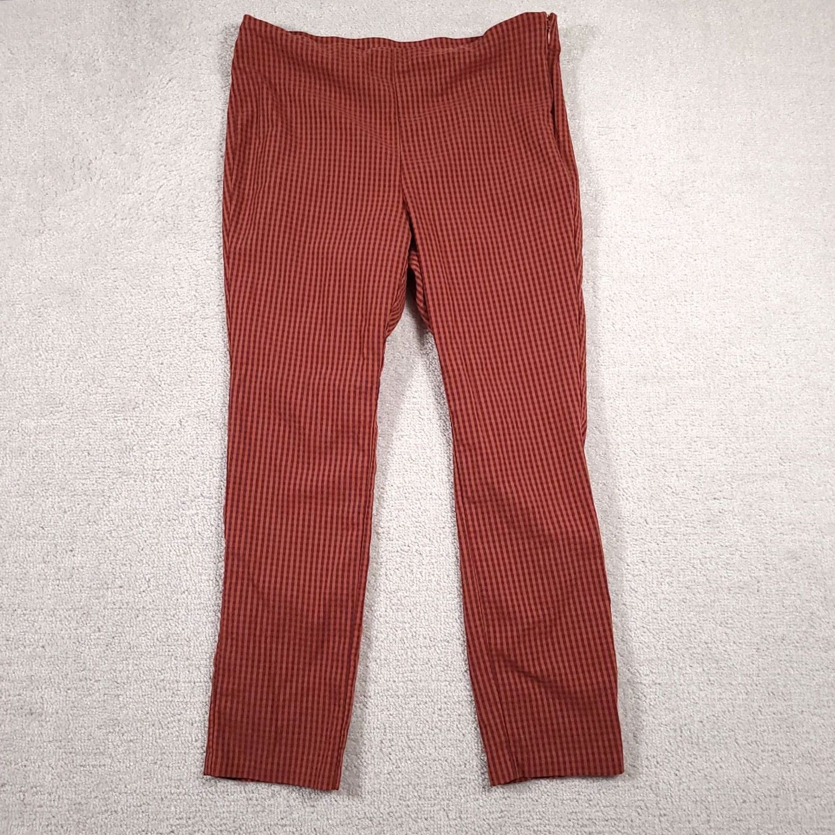 Worthington Worthington Pant Slacks Trouser Capri Women's 10 Orange Checked Slim Leg Cropped Size 32" / US 10 / IT 46 - 2 Thumbnail