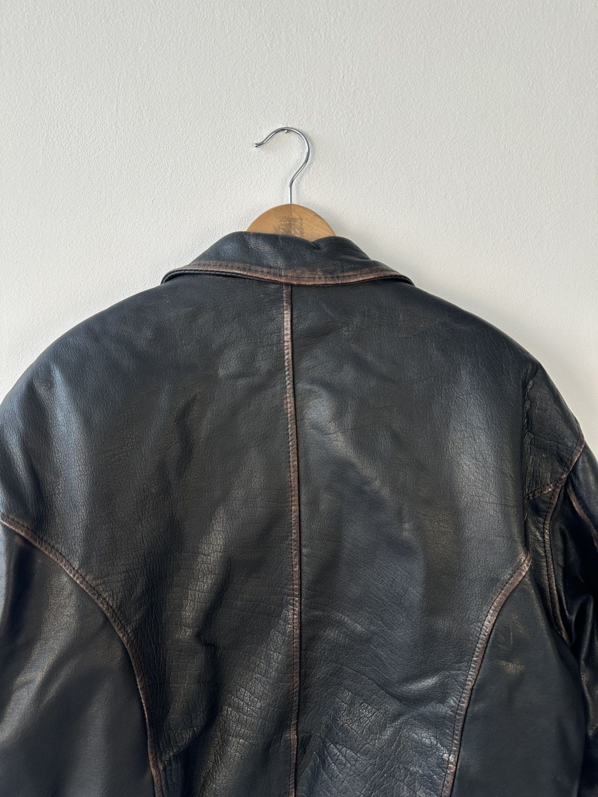 Leather RARE Newport World Cup 1994 Leather Biker Jacket Distressed Size US XL / EU 56 / 4 - 20 Thumbnail