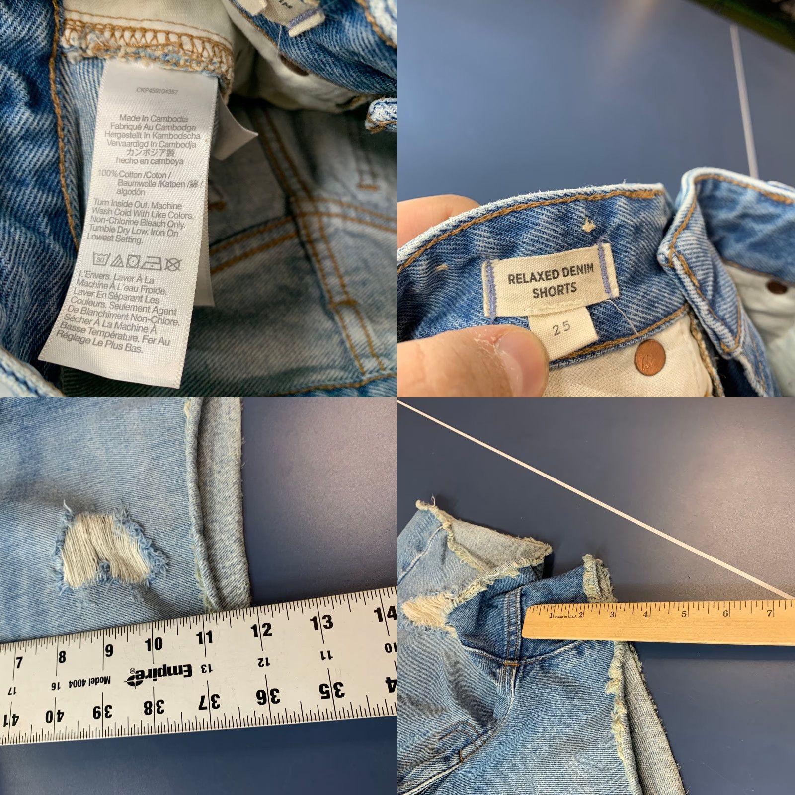 Madewell Madewell Denim Cut Off Shorts Womens 25 Blue Relaxed Fit Distressed 3 in Inseam 30x3 Rock Womens Size 42" / US 20 - 8 Thumbnail