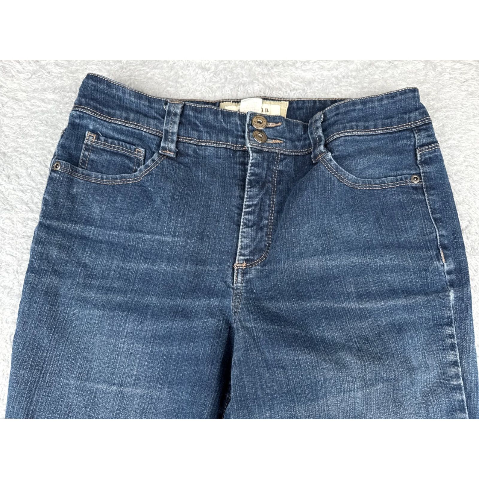 Denime Sonoma Jeans Womens 10 Blue Denim Flared Mid Rise 28x29 Cotton Stretch Jeans - City Theme, 5-Pocket, Dark Wash, Regular Size 32" / US 10 / IT 46 - 4 Thumbnail