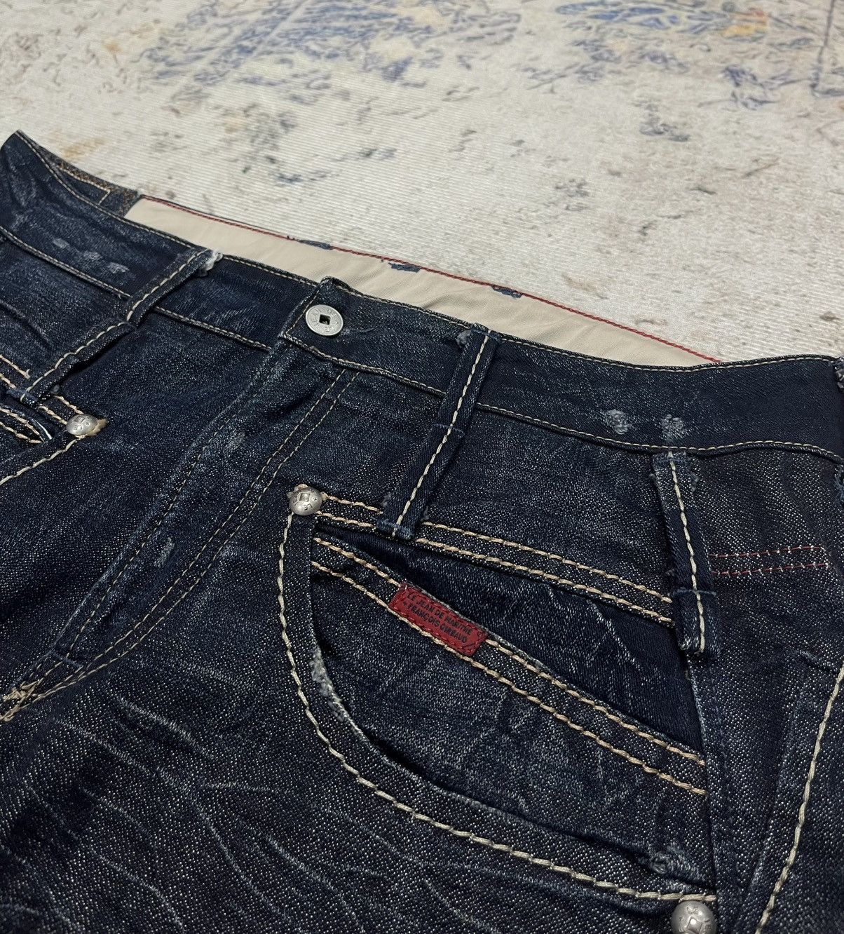 Marithe + Francois Girbaud 2000s Marithé + Le Jean De François Girbaud Navy Brut Denim Size US 32 / EU 48 - 4 Thumbnail