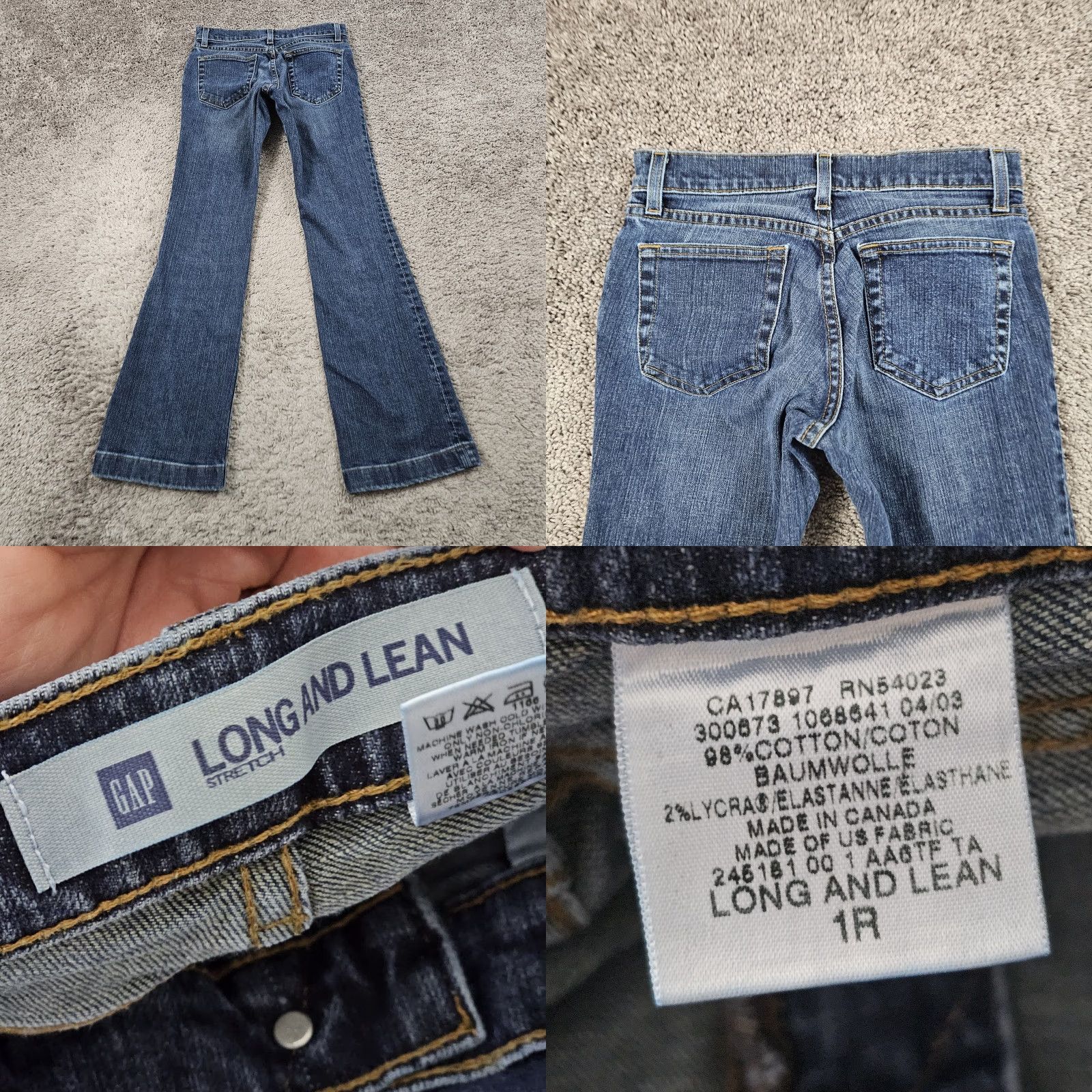Gap GAP Jeans Womens Flared Regular Denim 26x30 Dark Blue Stretch 1R/26x30 Canada Women Jeans Size 25" / US 0 / IT 36 - 8 Thumbnail