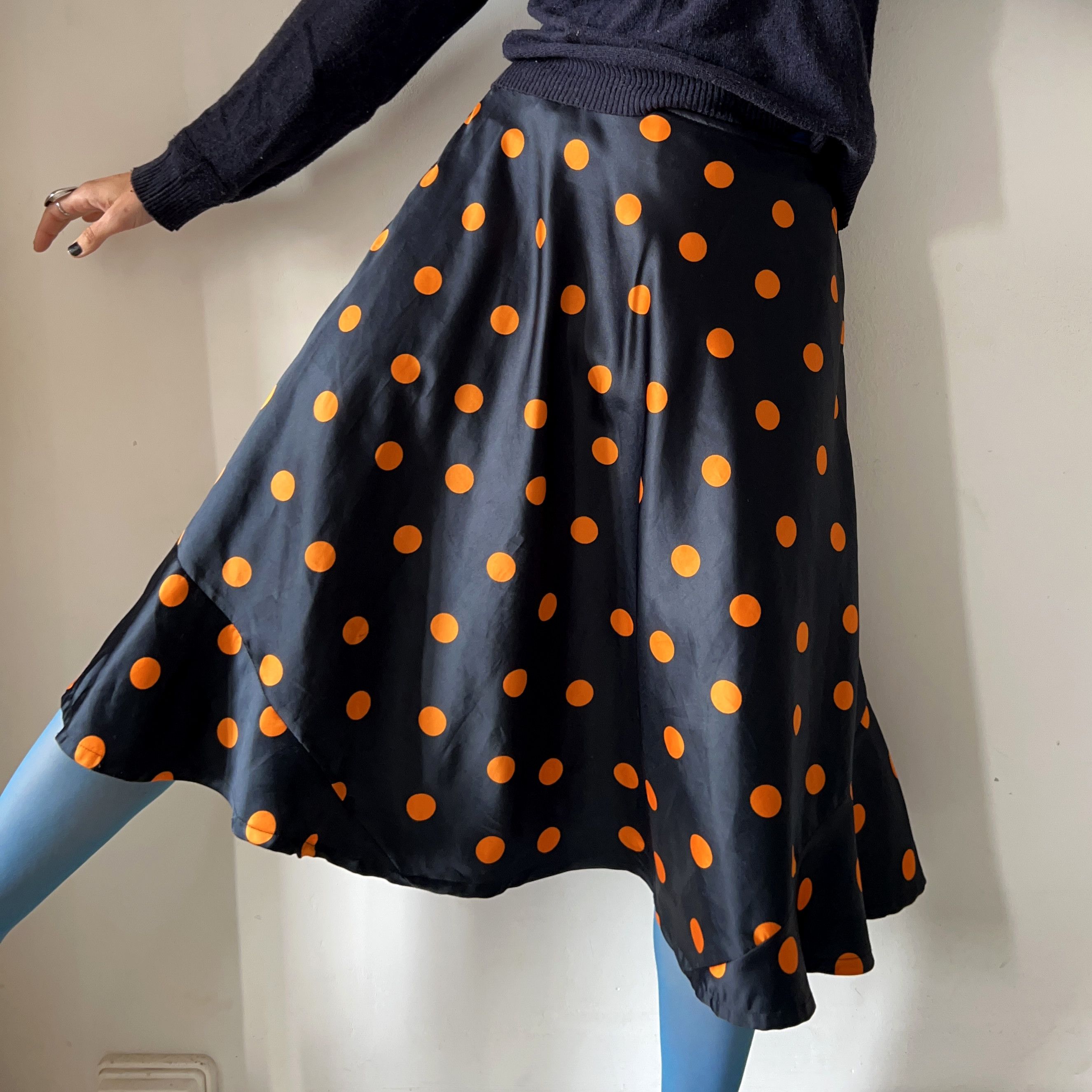 Handmade × Vintage Y2k polka dots low waist skater skirt Size 30" / US 8 / IT 44 - 4 Thumbnail