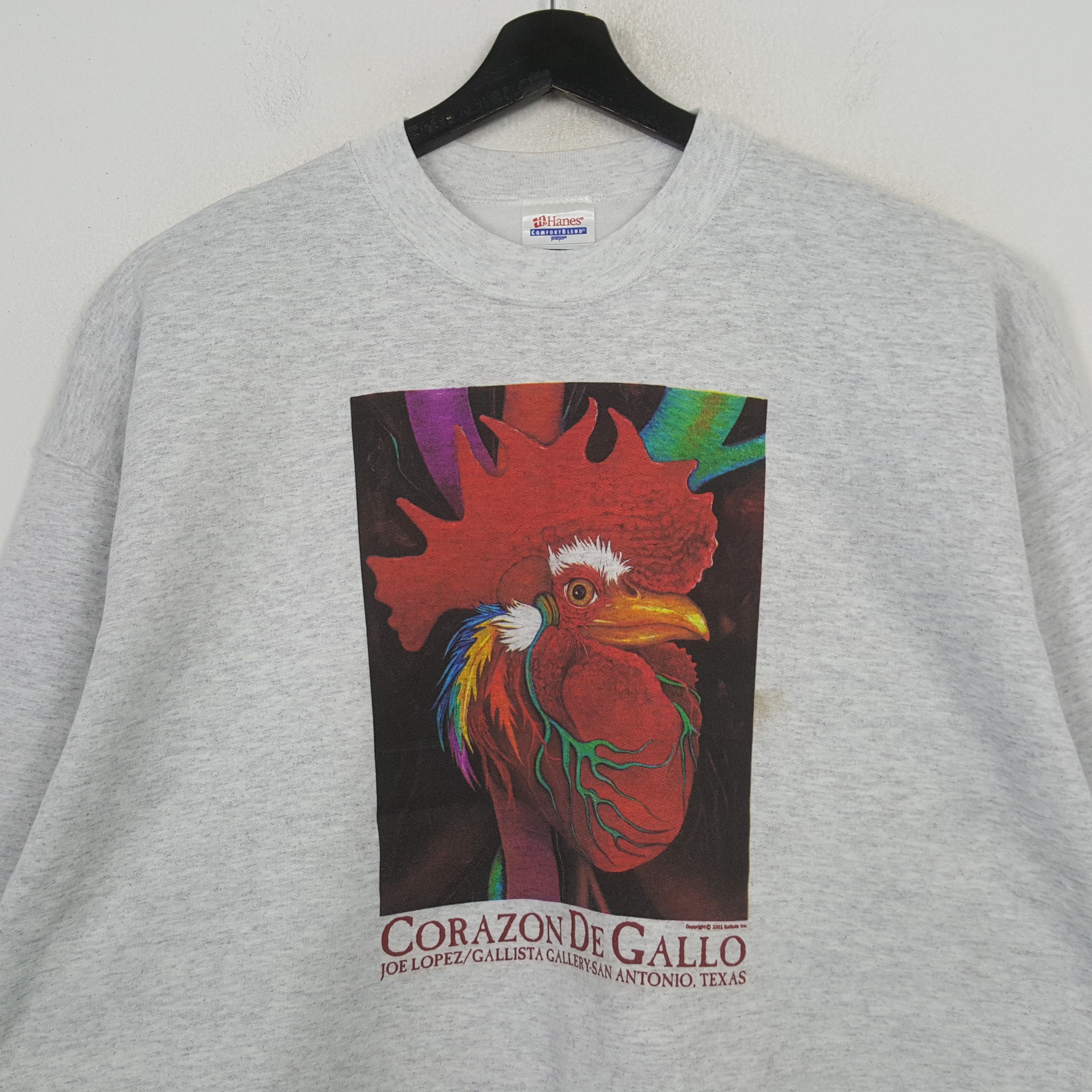 Hanes Corazon De Gallo Vintage Sweatshirt RR2 Size US XL / EU 56 / 4 - 2 Thumbnail