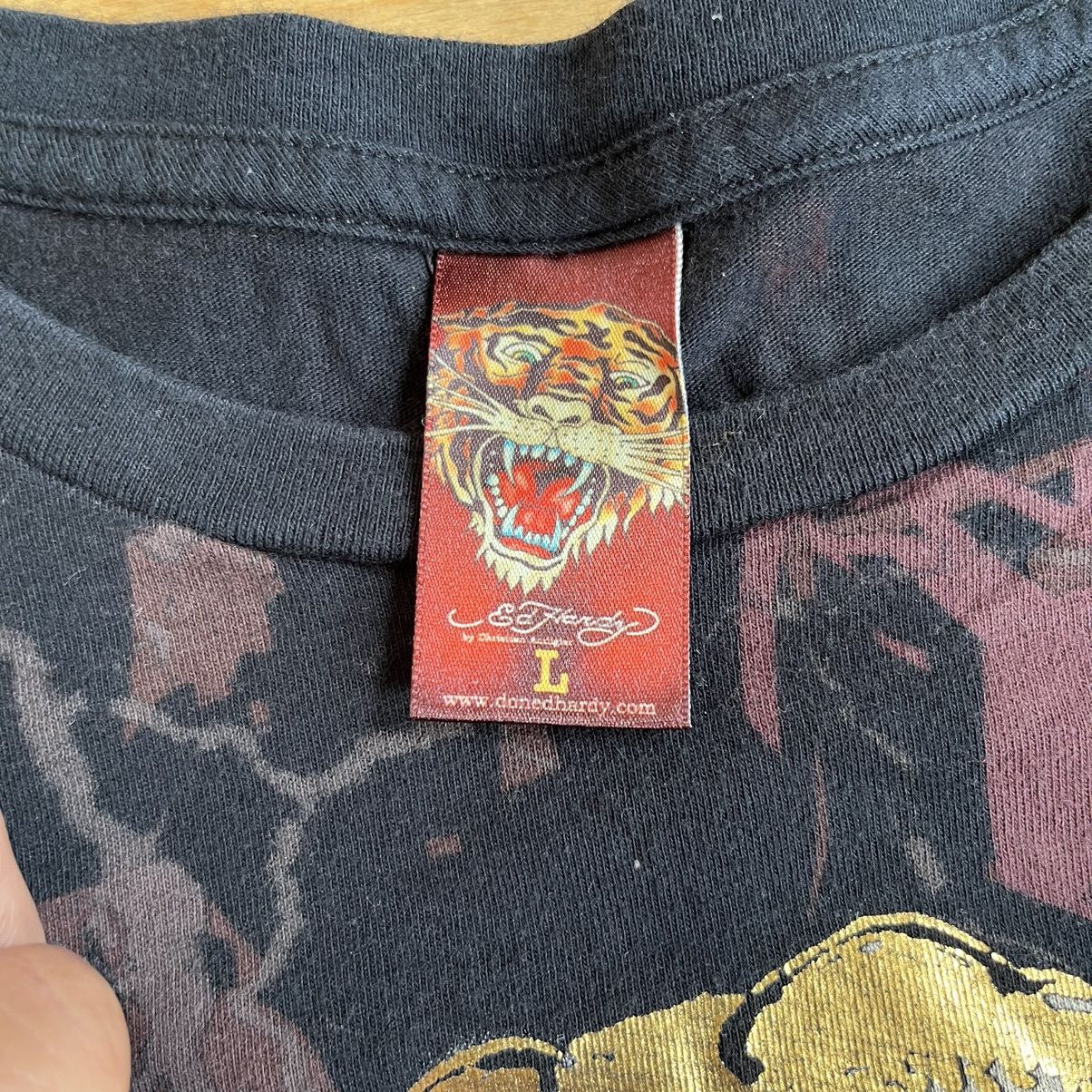 Ed Hardy × Vintage Mens Vintage Ed Hardy T-Shirt by Christian Audigier Y2K Size US L / EU 52-54 / 3 - 6 Thumbnail