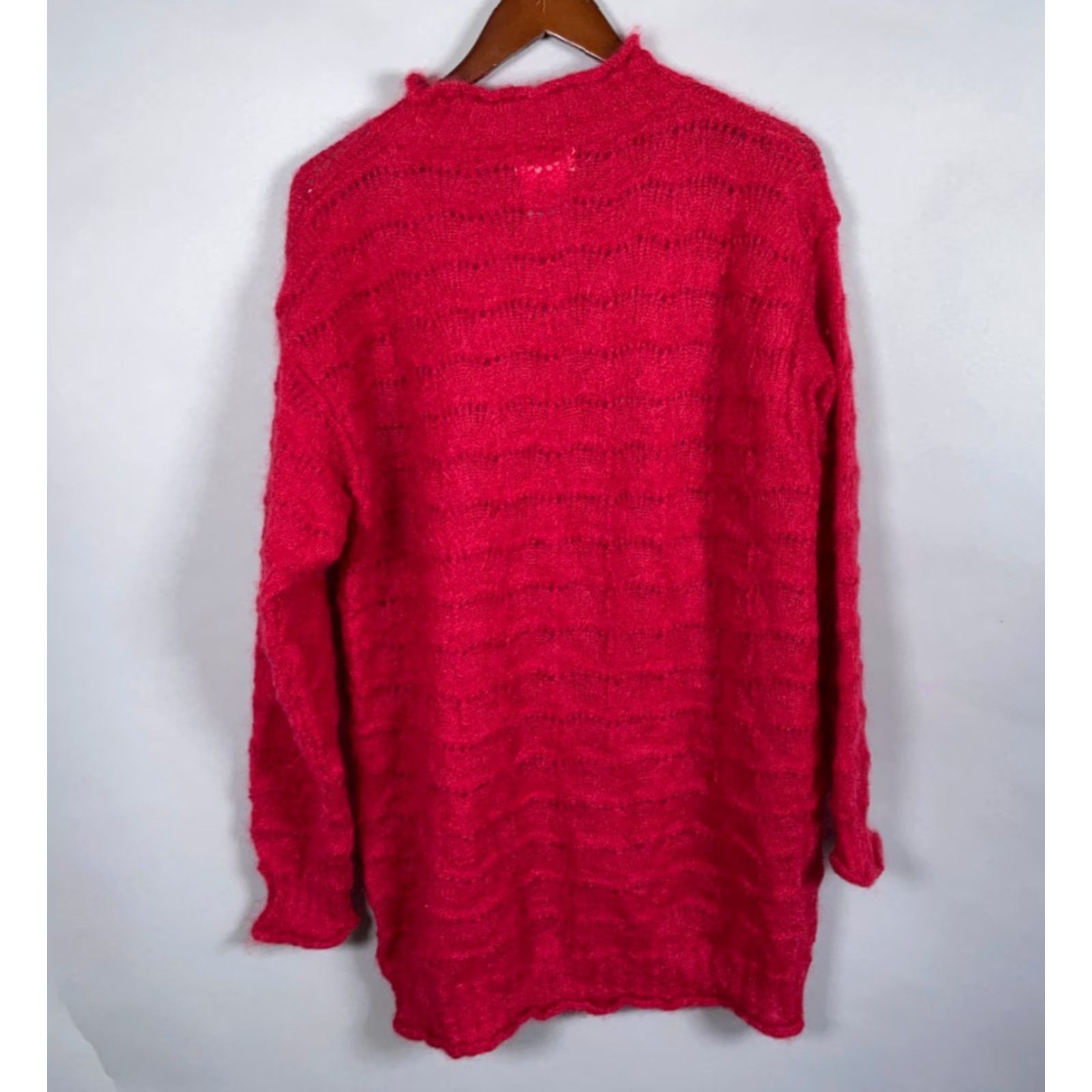 Esprit VINTAGE Esprit Mohair Rollneck Sweater Women's Medium Red Lightweight Oversized Knit 90s Retro Size M / US 6-8 / IT 42-44 - 2 Thumbnail
