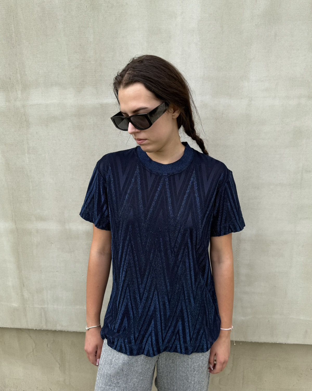 Missoni Missoni Lurex Zig Zag T-Shirt Metallic Textured Knit Top XS Size XS / US 0-2 / IT 36-38 - 1 Thumbnail