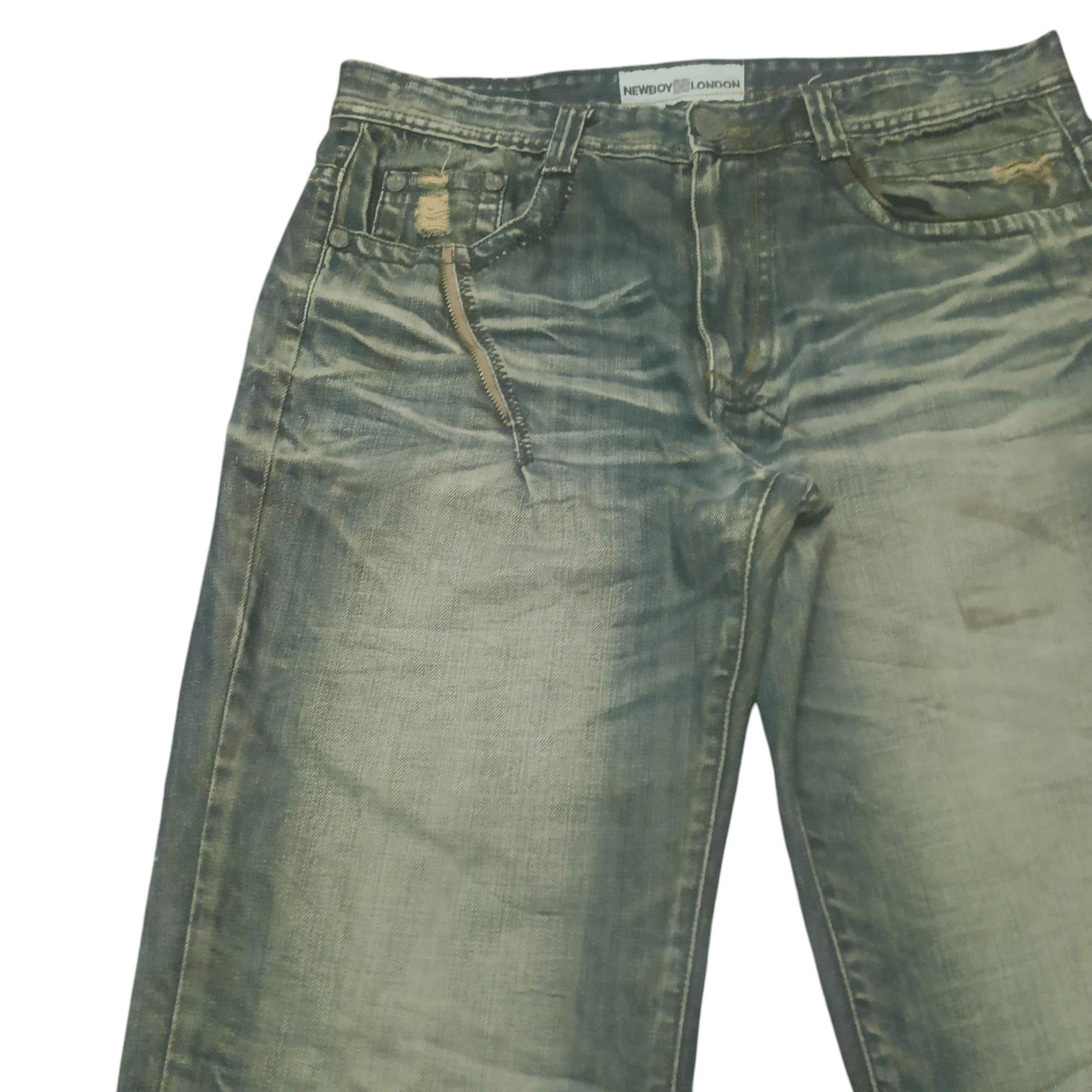 The GV Gallery Vintage New Boy London Flared Distressed Jeans Size US 34 / EU 50 - 3 Thumbnail